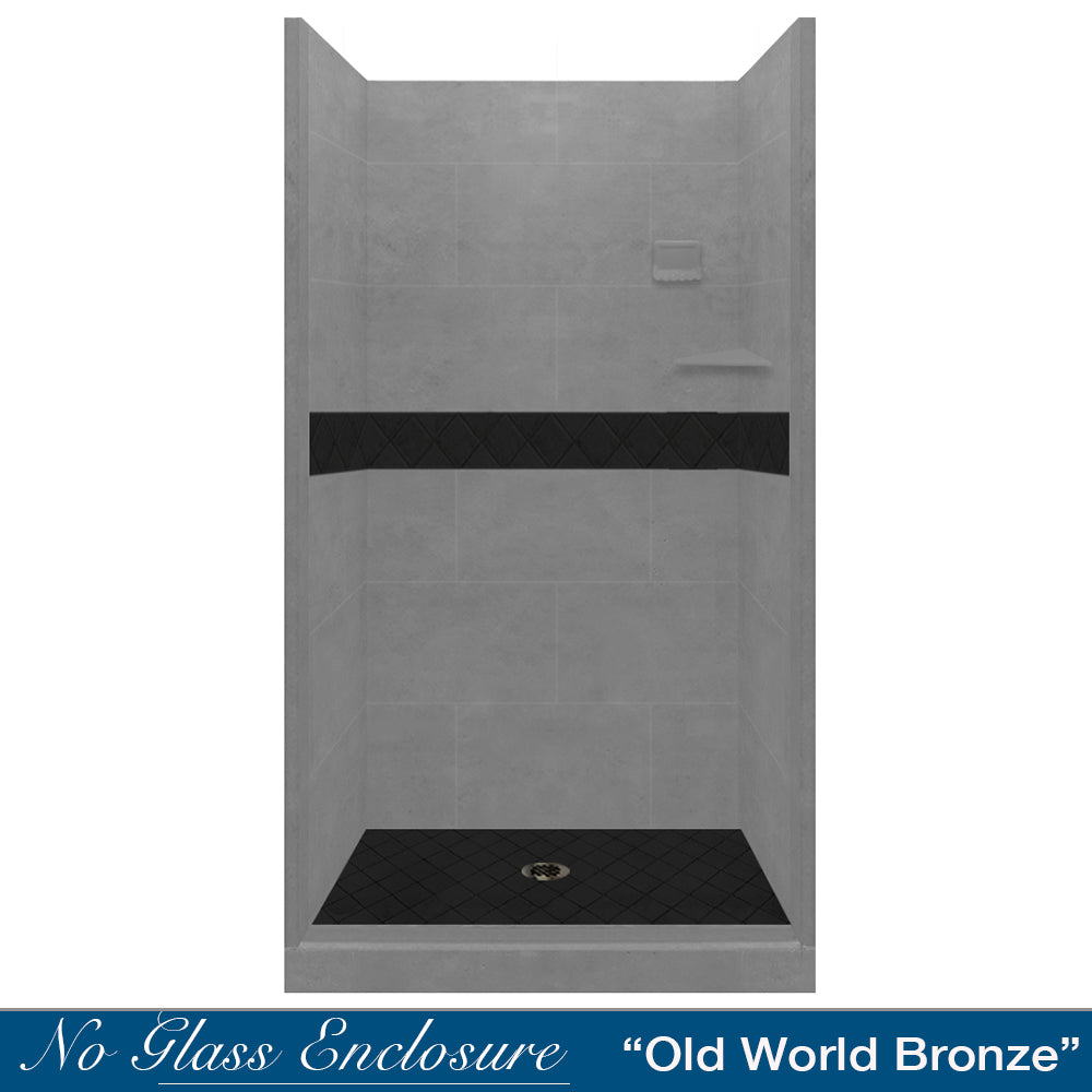 Alcove Portland Cement Sistine Stone & Diamond Stone Accent - DIY Shower Remodel Kit for Bathroom Renovation | Waterproof Tile Backer Board for Wet Areas