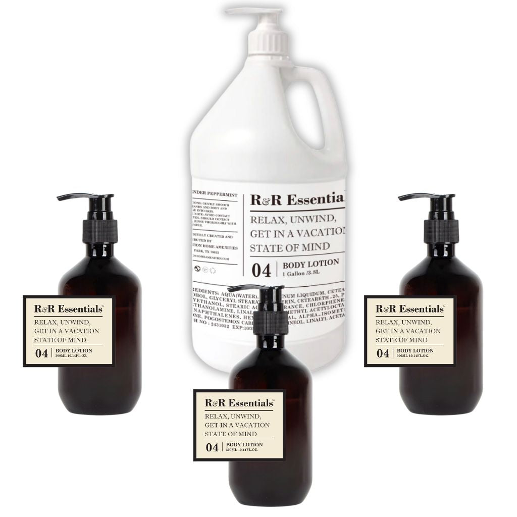 R&R Essentials Refillable Lotion Bundle - Hydrating Body Moisturizer Set for Dry Skin | Perfect for Home Spa, Travel & Daily Skincare Routine