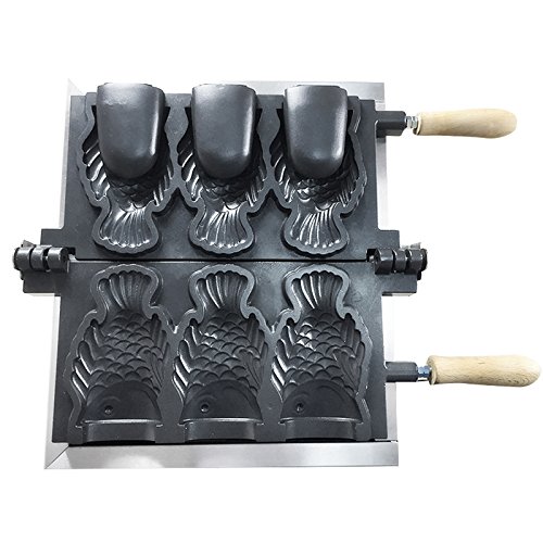 Commercial Electric Taiyaki Fish Waffle Maker - 3-Cavity Nonstick 110V, 180° Opening - Perfect for Ice Cream, Red Bean Paste & Sweet Fillings - Ideal for Cafes, Dessert Shops & Home Baking