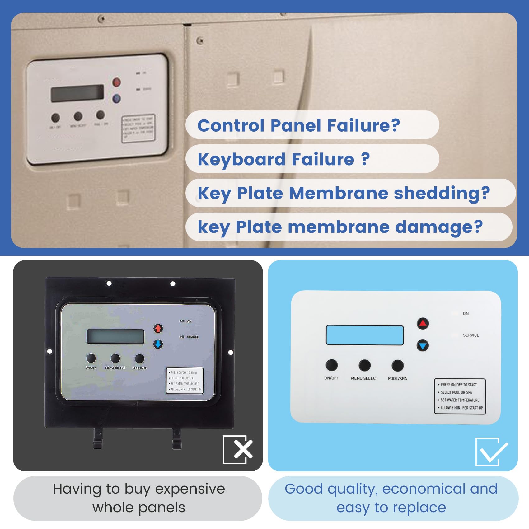 472734 Upgrade Heat Pump Keypad Switch Membrane for Pentair UltraTemp & Thermalflo Titanium Pool/Spa Heat Pumps - Replaces 473425 473693 - Durable Control Panel Cover for Swimming Pool and Hot Tub Maintenance