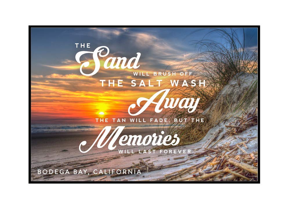 Bodega Bay California Sunset Beach Art - 24x16 Stretched Canvas Wall Decor with Wooden Frame - Perfect for Living Room, Bedroom & Coastal Home Decor