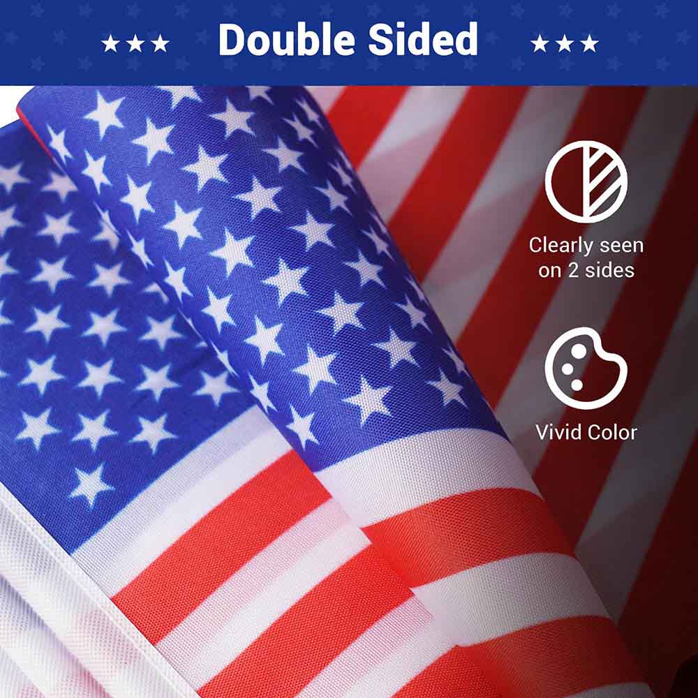 TheLAShop 8x5 Inch Small American Flags with Wooden Sticks - Patriotic Yard Decorations (12 Pack / 24 Pack) - Perfect for 4th of July, Memorial Day, Parades & Outdoor Parties