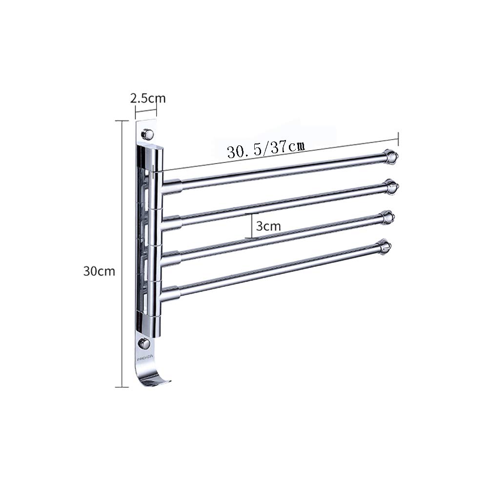 304 Stainless Steel Rotating Towel Bar - Adjustable Bathroom Towel Rack with Anti-Skid Coating | Durable & Rust-Resistant for Bathroom, Kitchen, or Laundry Room Organization