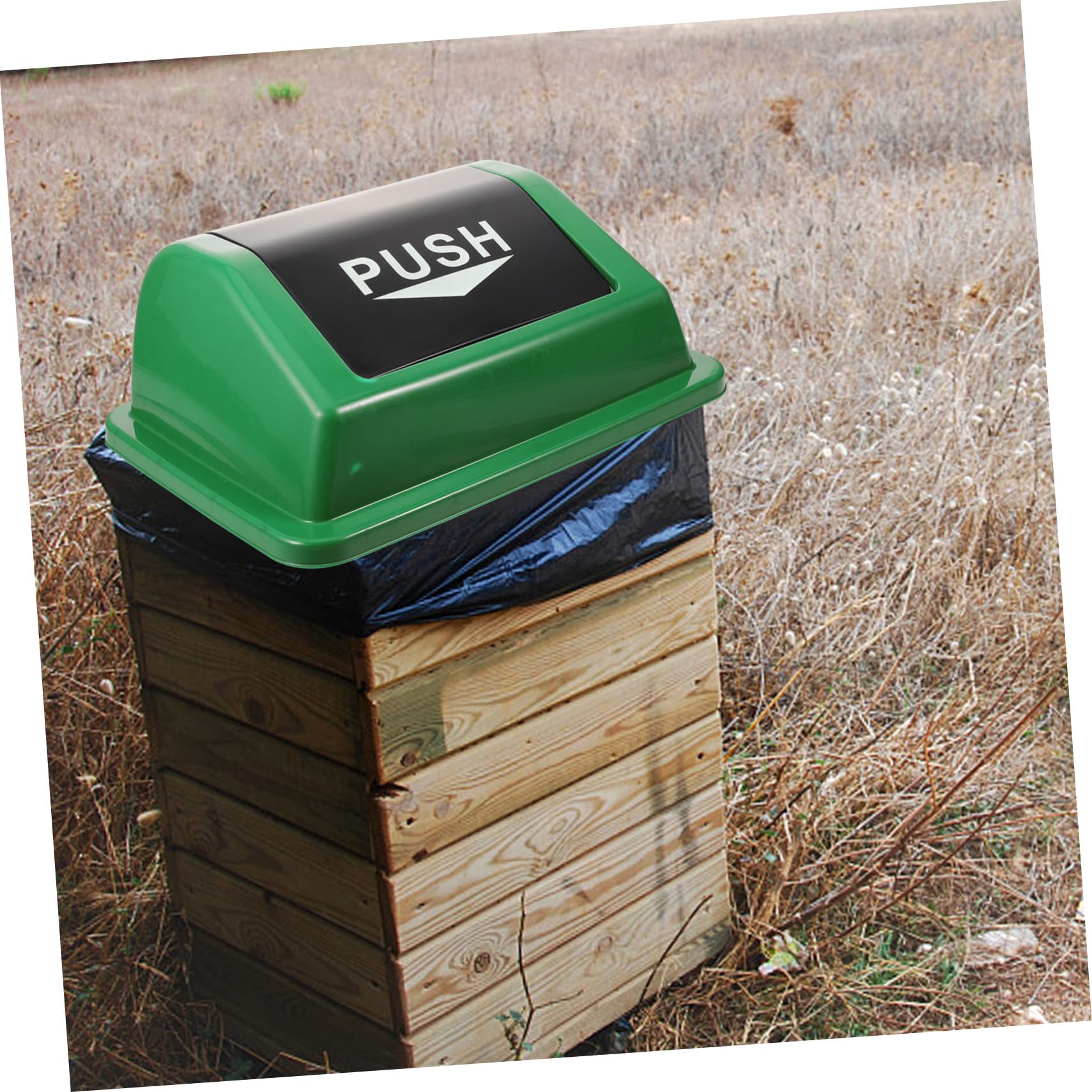Outdoor Swing Lid Trash Can - Large Plastic Garbage Bin Cover with Easy Installation | Replacement Waste Bin Lid for Patio, Garden & Backyard Use