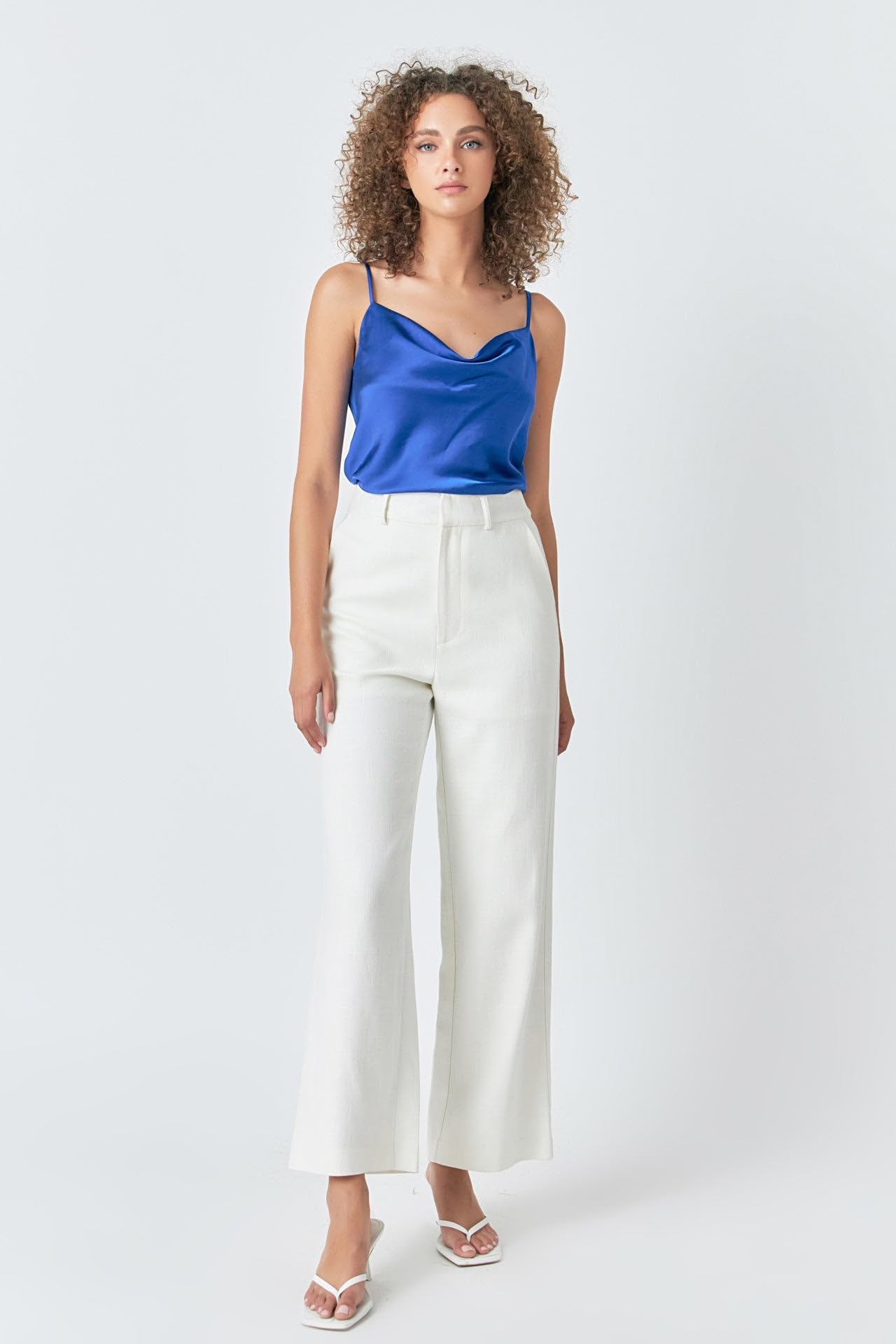 Endless Rose Women's Satin Cowl Neck Blouse - Soft Blue XS - Elegant Casual & Evening Wear for Women