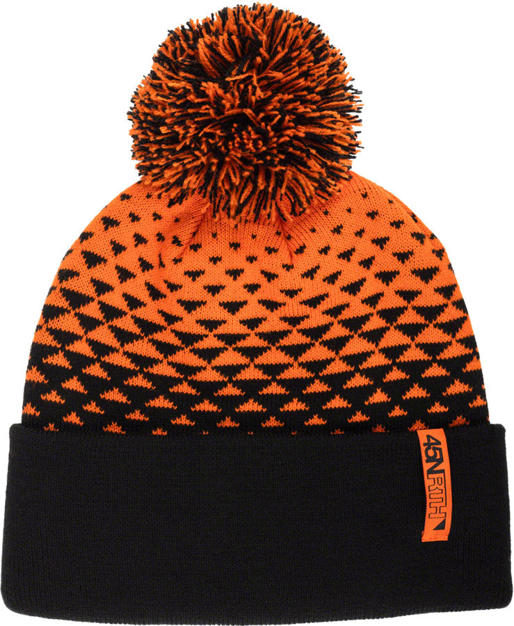 45NRTH Last Light Pom Hat - Warm Winter Beanie for Men & Women, Orange/Black, One Size - Perfect for Skiing, Snowboarding & Outdoor Activities