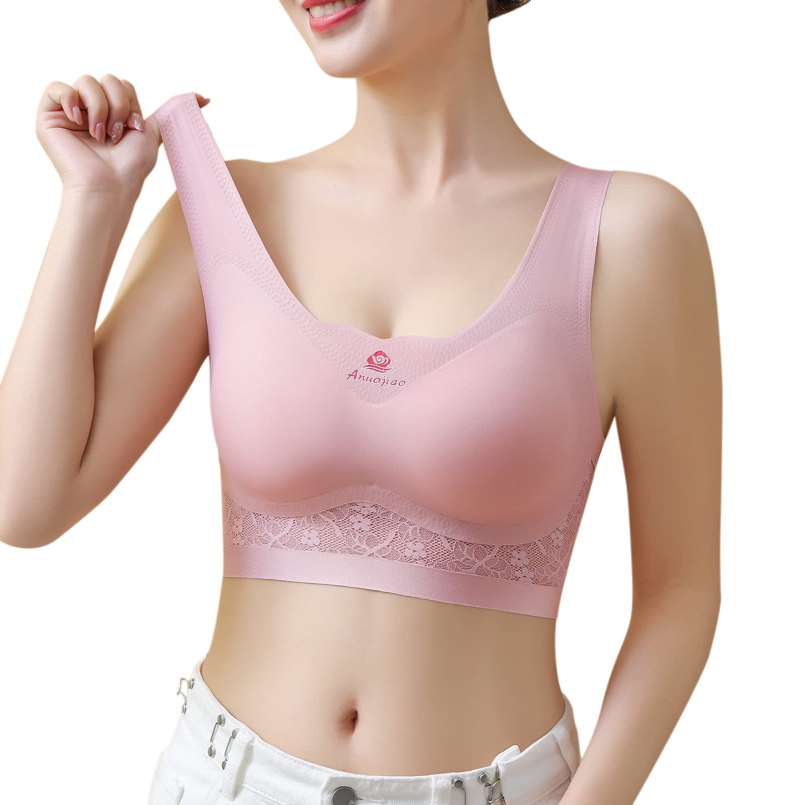 Lace Bralette for Women - Strappy Triangle Cup Seamless Underwire Bra with Adjustable Straps, Comfortable & Sexy Lingerie for Everyday Wear, Date Night or Special Occasions