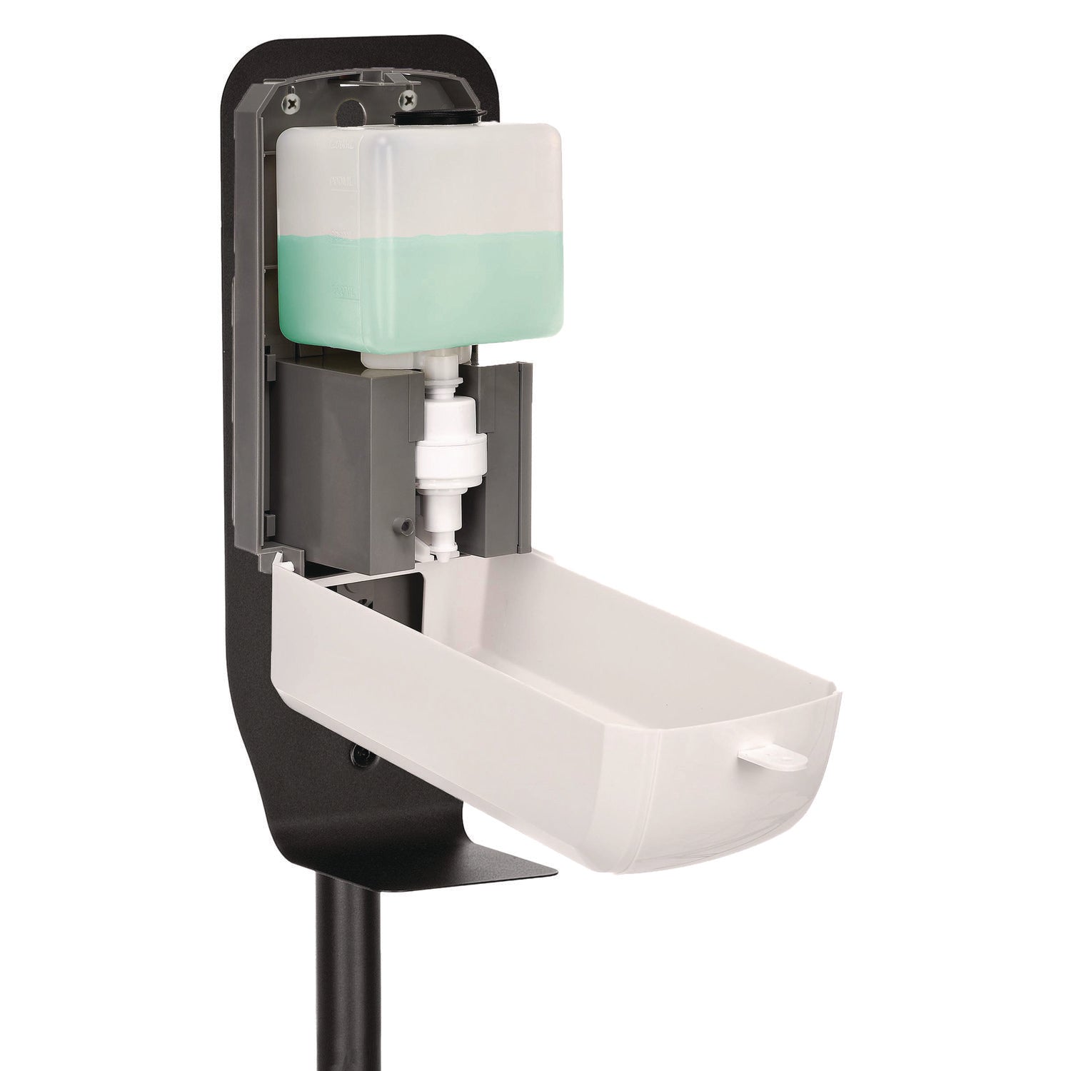 Alpine Industries Automatic Touchless Foam Hand Sanitizer & Soap Dispenser with Adjustable Floor Stand - 40 oz Capacity, White - Ideal for Hospitals, Restaurants, Schools, and Public Spaces