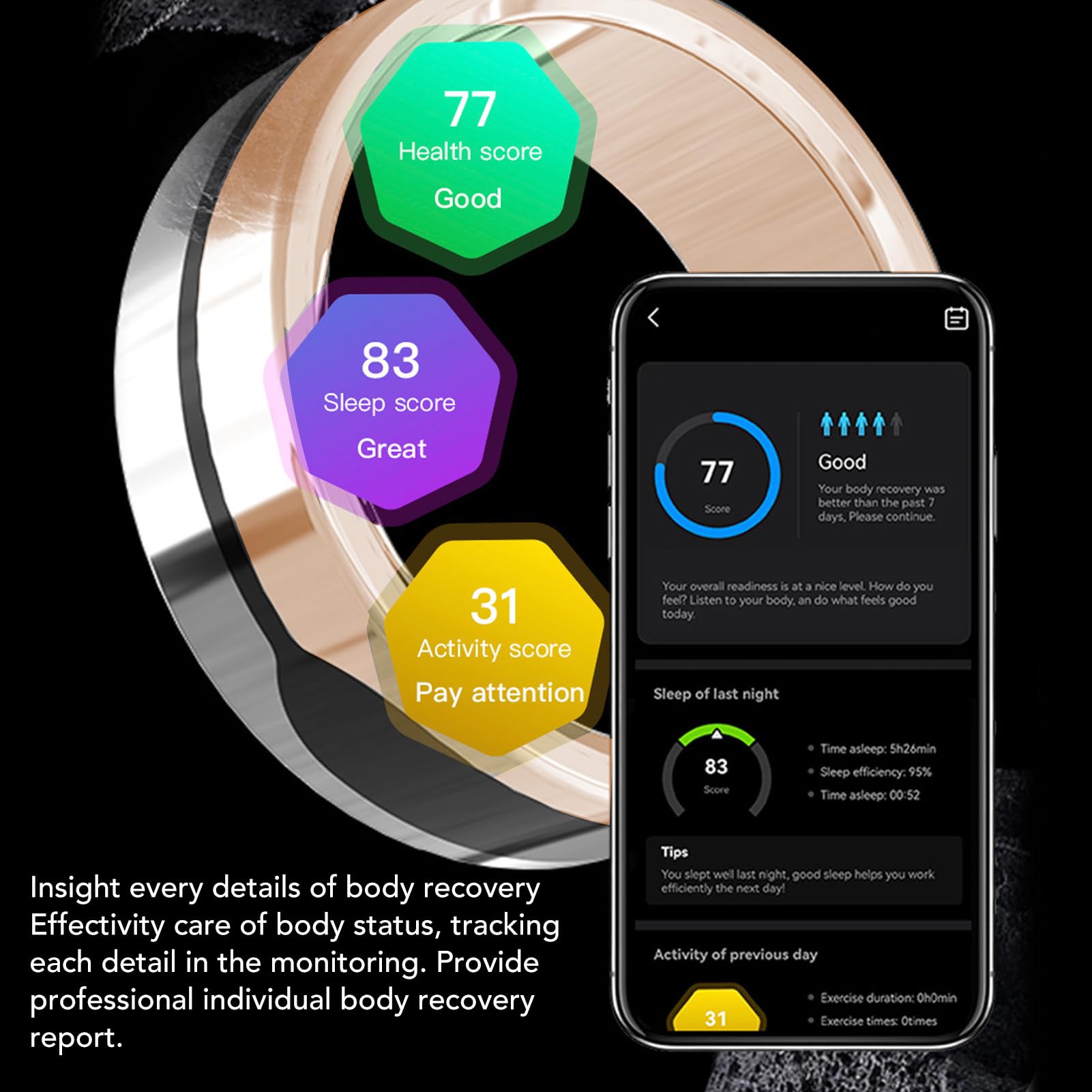 Smart Fitness Ring with Heart Rate & Sleep Tracking for Active Lifestyles