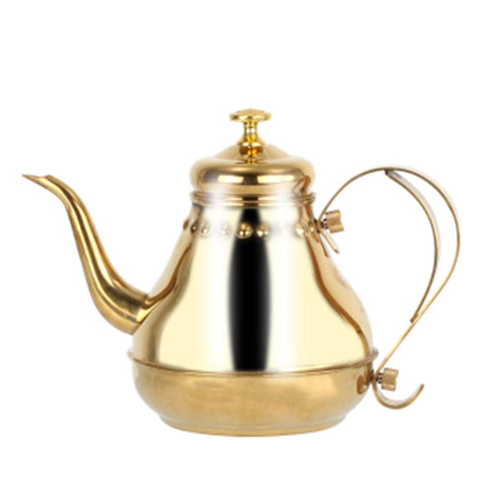Premium Silver & Gold Gooseneck Tea Kettle - 1200ml Stainless Steel Teapot with Built-in Filter for Pour Over Coffee & Loose Leaf Tea - Perfect for Home Brewing, Gifts & Coffee Shops
