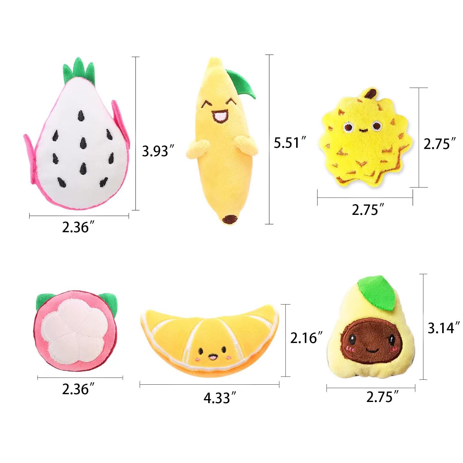 6 Pack Catnip Toys for Kittens - Durable Chew Resistant Interactive Cat Toys with Catnip, Plush Fruit Shapes for Indoor Cats - Promotes Dental Health, Great Gift for Cat Lovers (Apple, Banana, Strawberry) - Perfect for Playtime, Training & Stress Relief