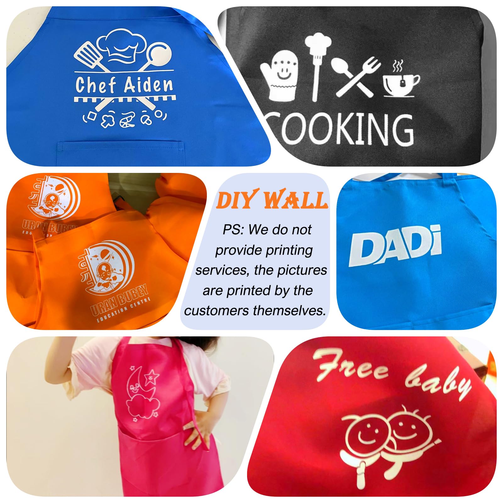 Adjustable Kids Apron with Chef Hat Set for Boys & Girls - Baking Cooking Apron with Hook & Loop Fastener & Waistband - Perfect for Kitchen Pretend Play, Cooking Classes & DIY Baking Activities