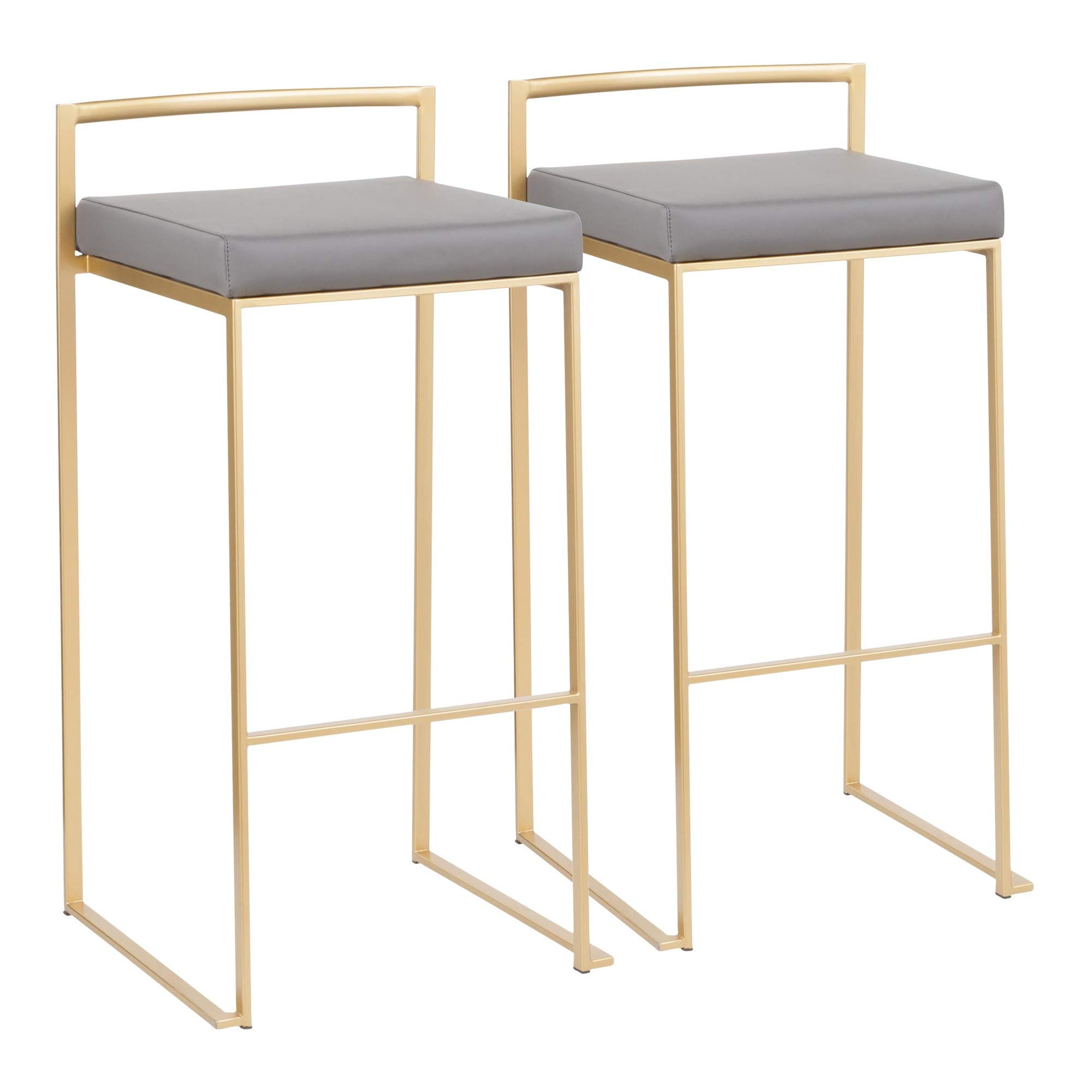 Fuji Stacker Bar Stool Set of 2 - Modern Adjustable Height Bar Chairs for Kitchen Island, Home Bar & Restaurant Counter - Durable & Comfortable Bar Stools for Indoor & Outdoor Use
