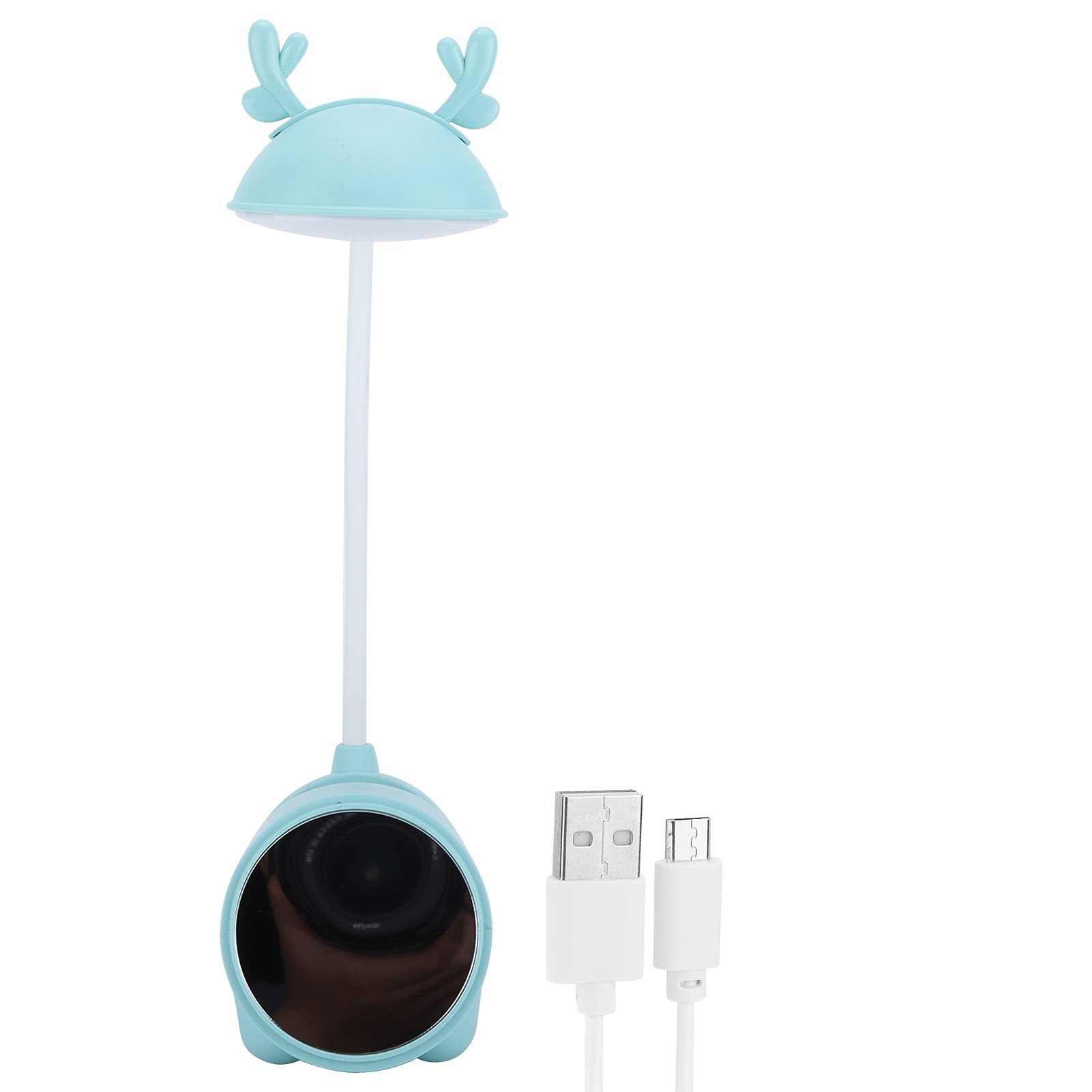 **Cartoon Deer LED Table Lamp - Eye Protection Reading Light for Students, Foldable & Portable, Green - Perfect for Bedroom, Study Room & Dorm**