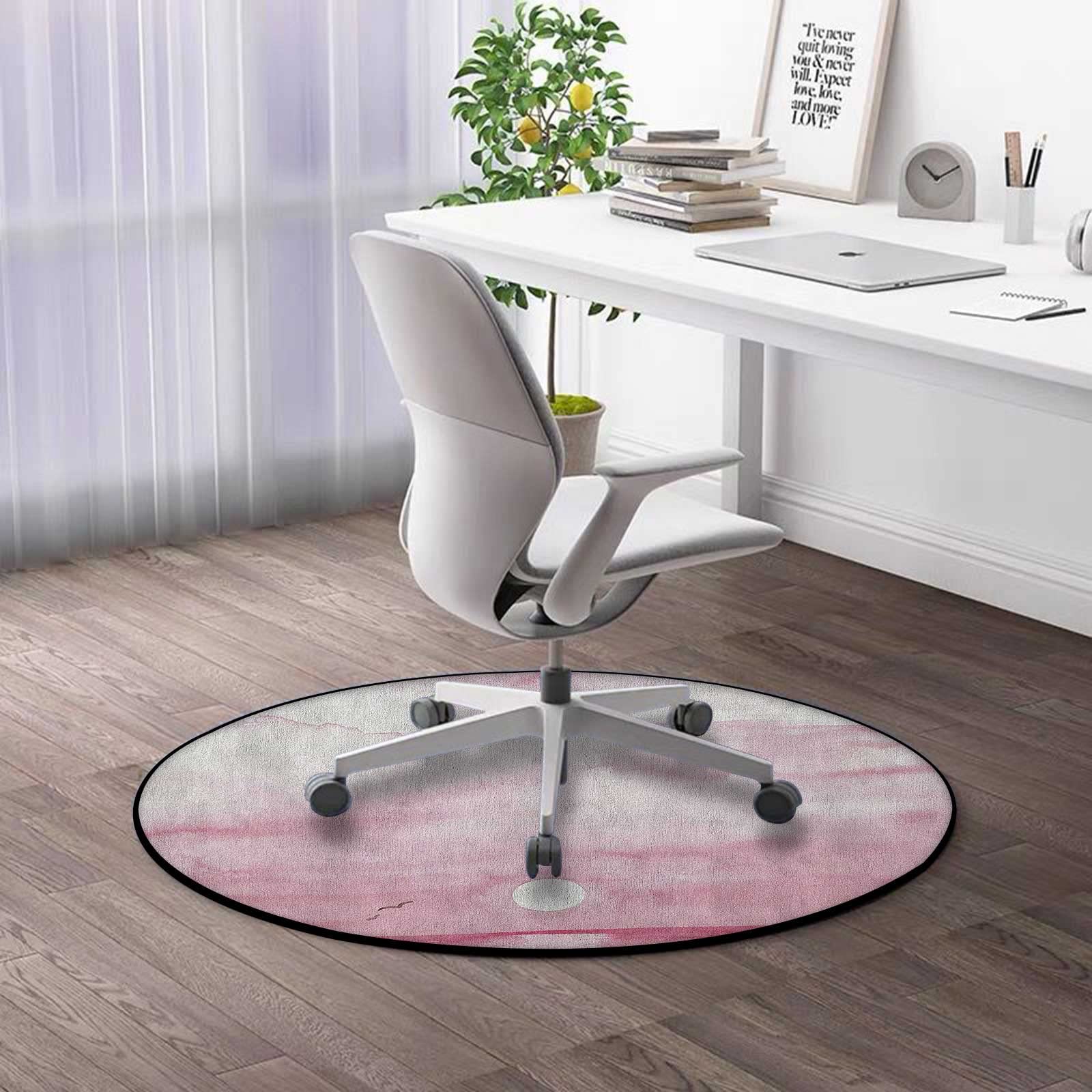 2ft Round Seagull Print Heavy Duty Office Chair Mat - Non-Slip Computer Desk Floor Protector for Hardwood & Carpet (Pink/White) | Perfect for Home Office, Gaming Setup & Workspace Protection