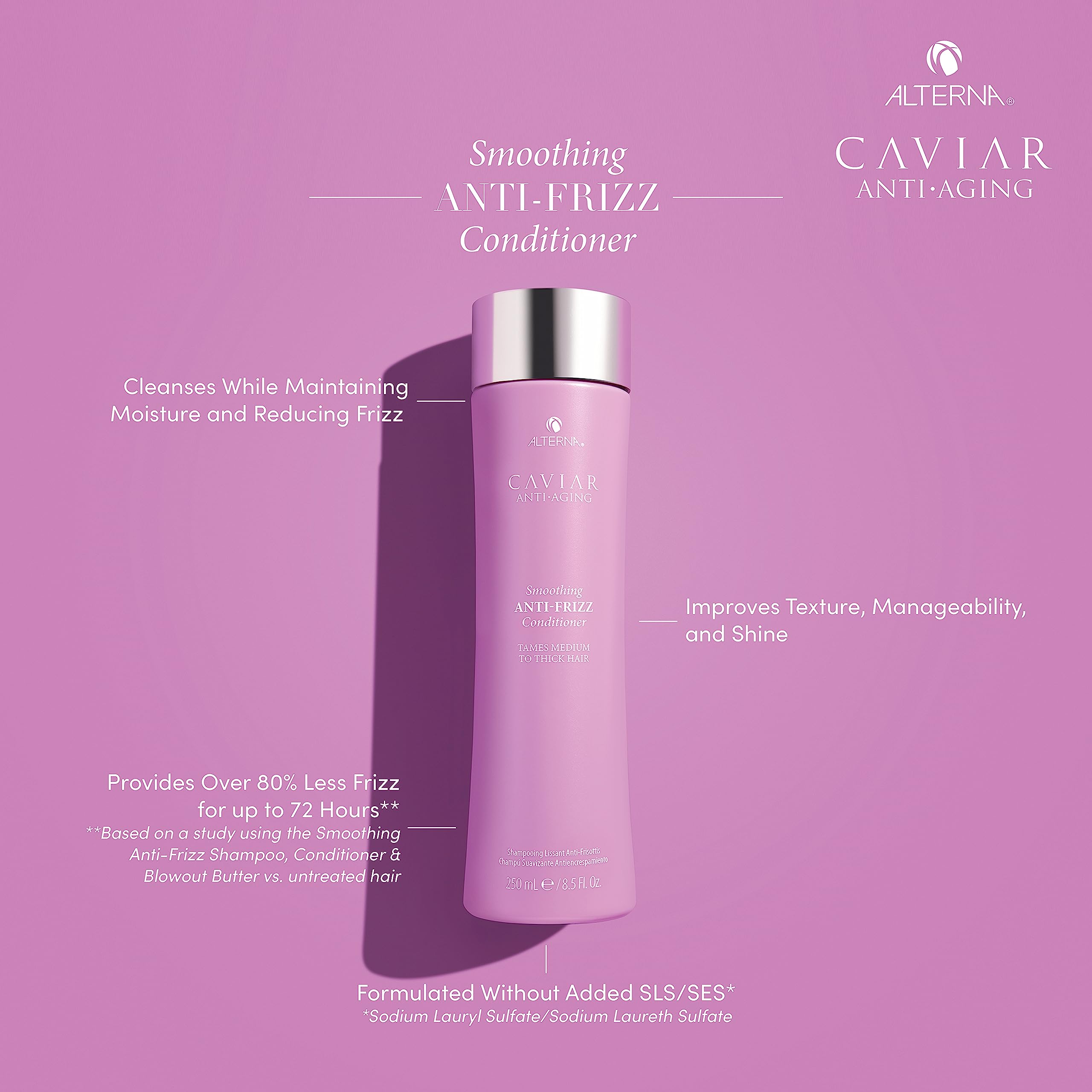 Premium Caviar Smoothing Anti-Frizz Conditioner 250ml - Hydrating Hair Treatment for Dry, Damaged & Frizzy Hair - Salon Quality Leave-In Conditioner for Smooth, Shiny & Manageable Hair - Perfect for Daily Use & Styling