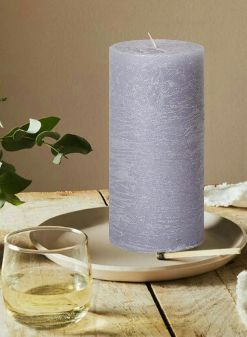 Set of 4 Rustic Gray Cement Pillar Candles - 3