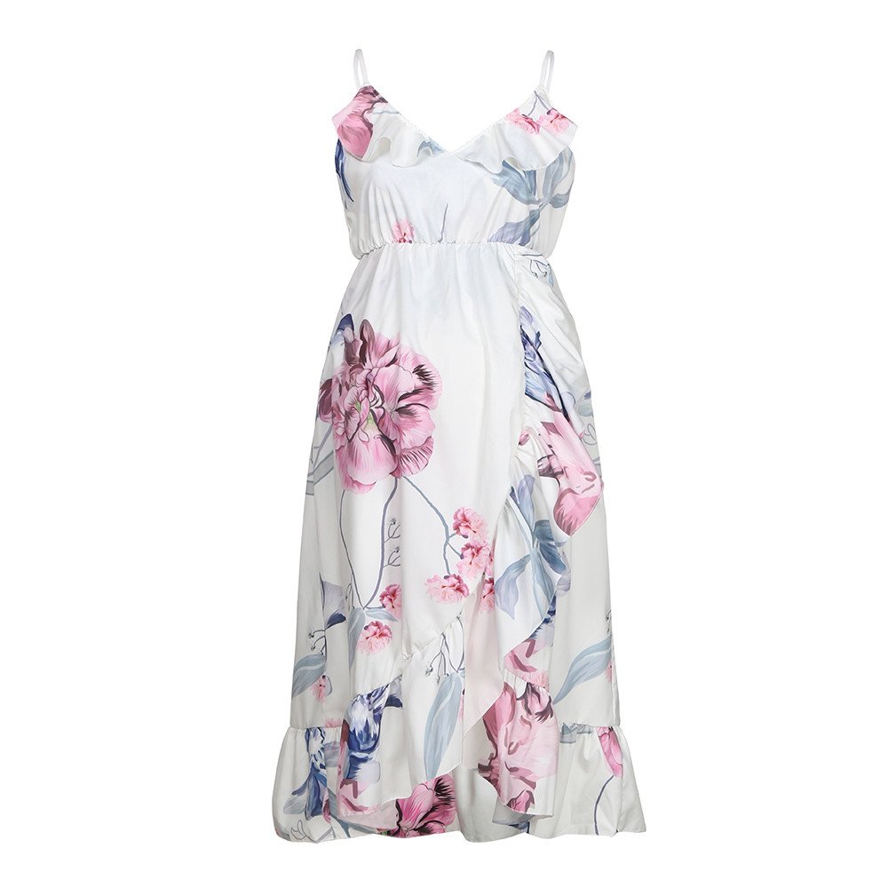 Floral Maternity Dress for Women - Elegant Ruffle Pregnant Dress for Baby Shower, Maternity Photoshoot & Casual Wear | Comfortable Pregnancy Clothes for Special Occasions