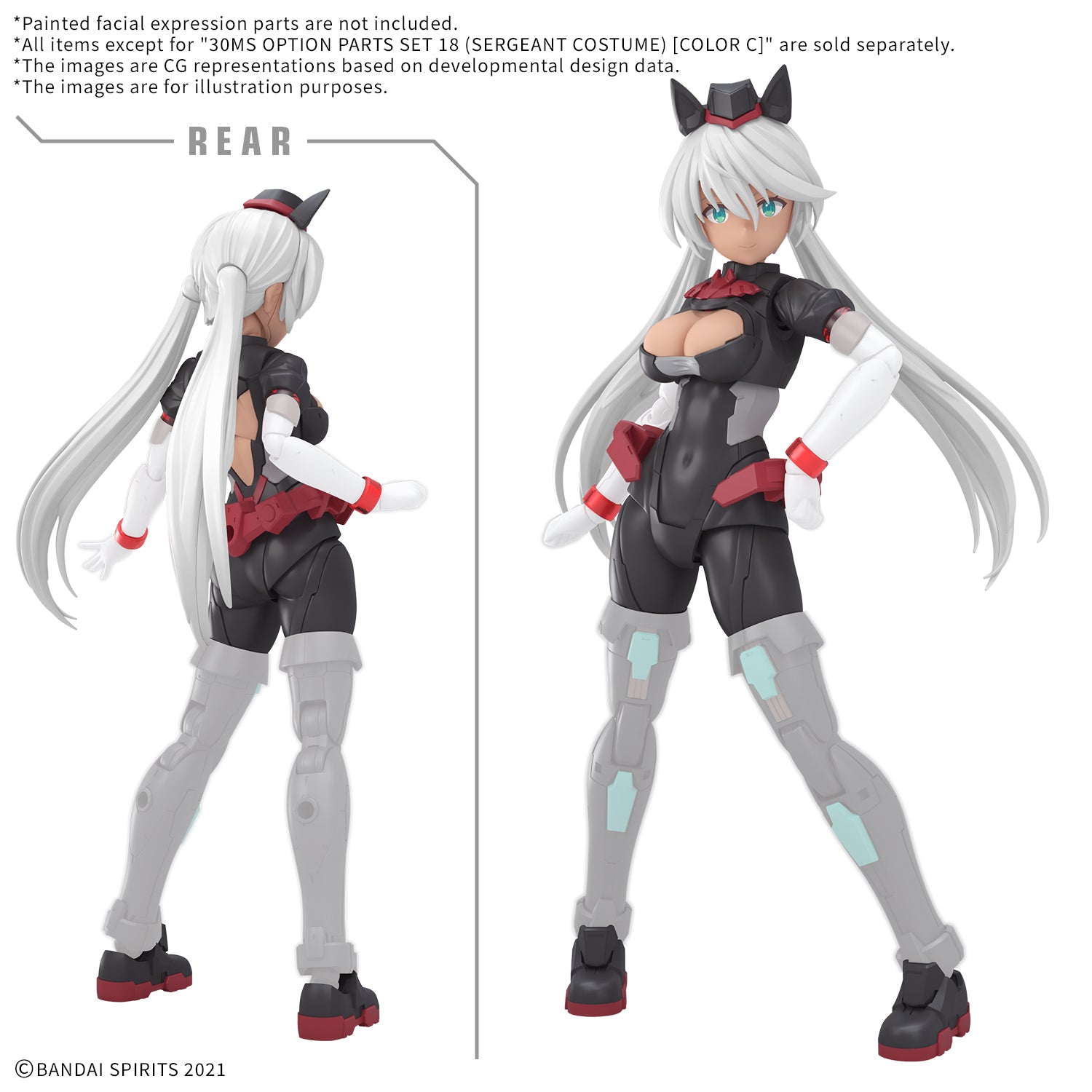 Bandai 30 Minutes Sisters 30MS OP-18 Option Parts Set 18 Sergeant Costume (Color C) Model Kit - Customizable Anime Figure Accessories for Collectors & Cosplay Enthusiasts