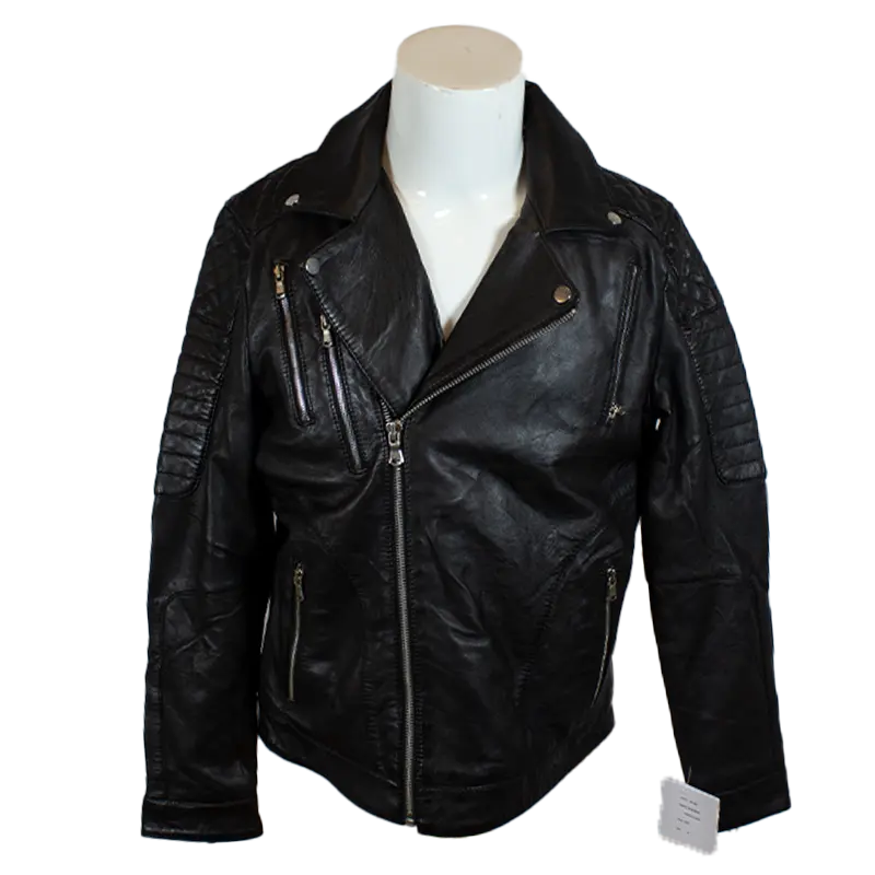 BOL Men's Classic Biker Look Zip-Up Leather Jacket - Vintage Motorcycle Style Outerwear for Riding & Casual Wear