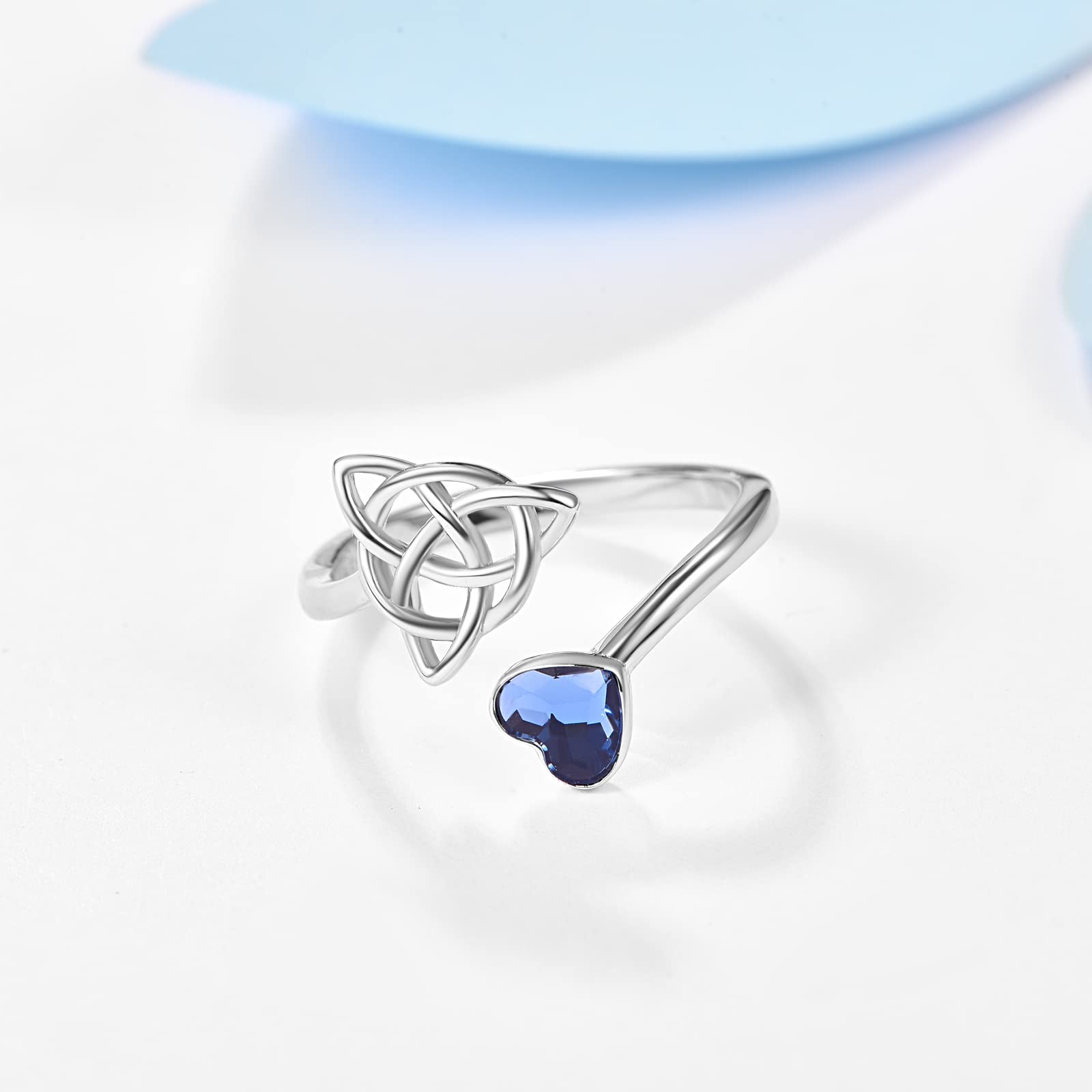Celtic Knot Rings for Women - Sterling Silver Trinity Ring with Crystal, Irish Jewelry Gift for Her | Perfect for Weddings, Anniversaries & Special Occasions
