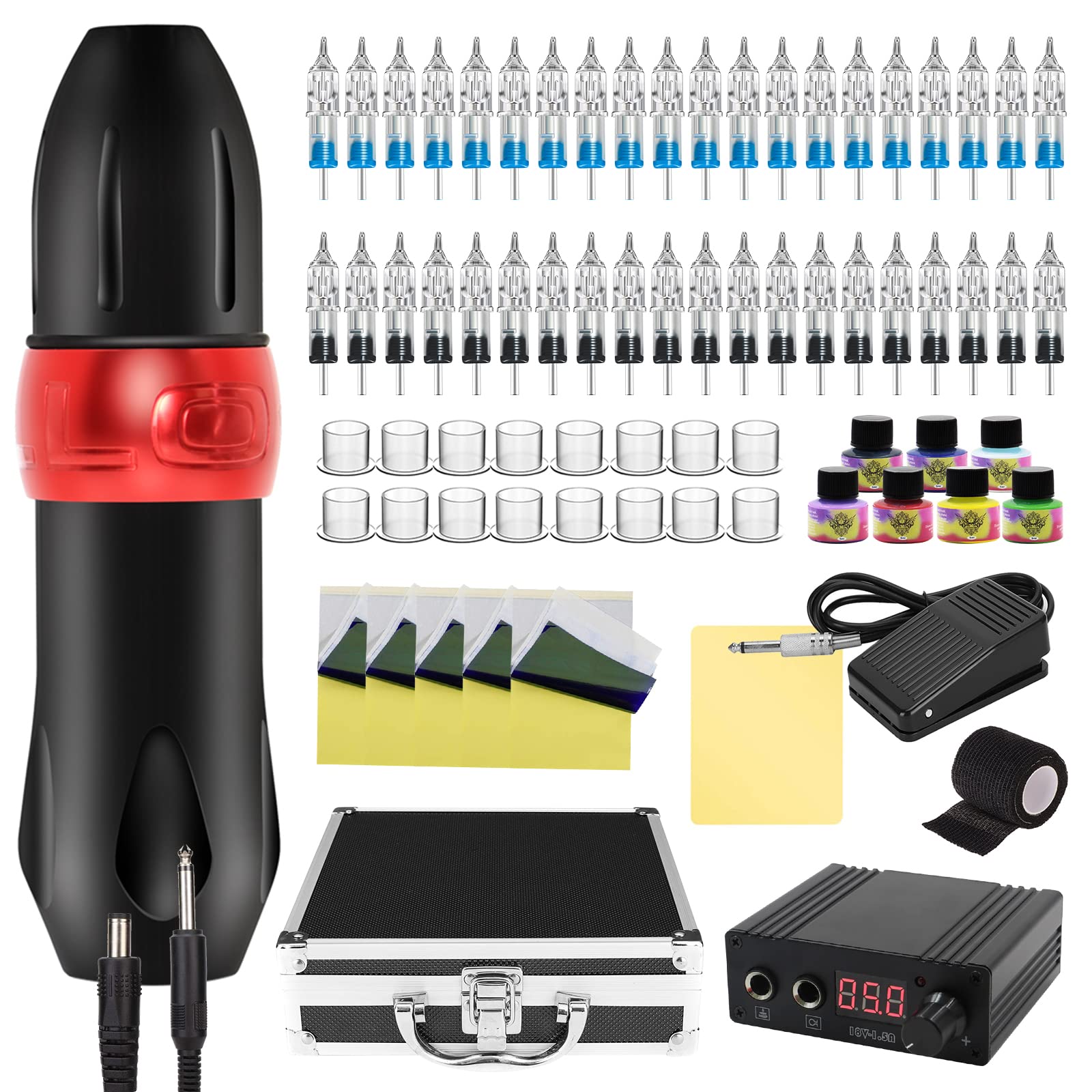 Professional Rotary Tattoo Machine Kit - Complete Tattoo Pen Set for Beginners & Artists | Home Studio & Professional Tattoo Parlor Use