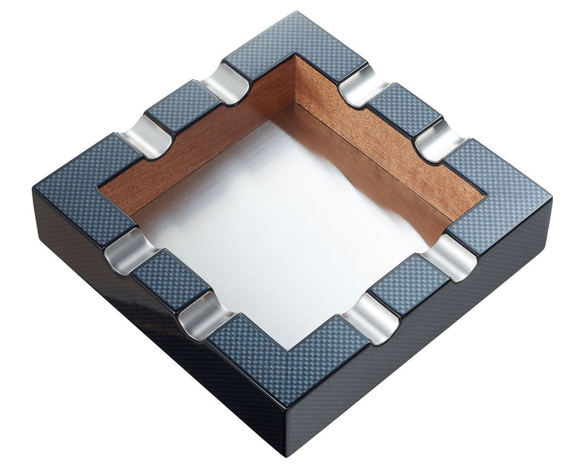 Premium Visol Braeden Carbon Fiber Pattern Cigar Ashtray - Durable & Stylish for Indoor/Outdoor Smoking, Perfect for Cigar Lounges, Patios & Man Caves