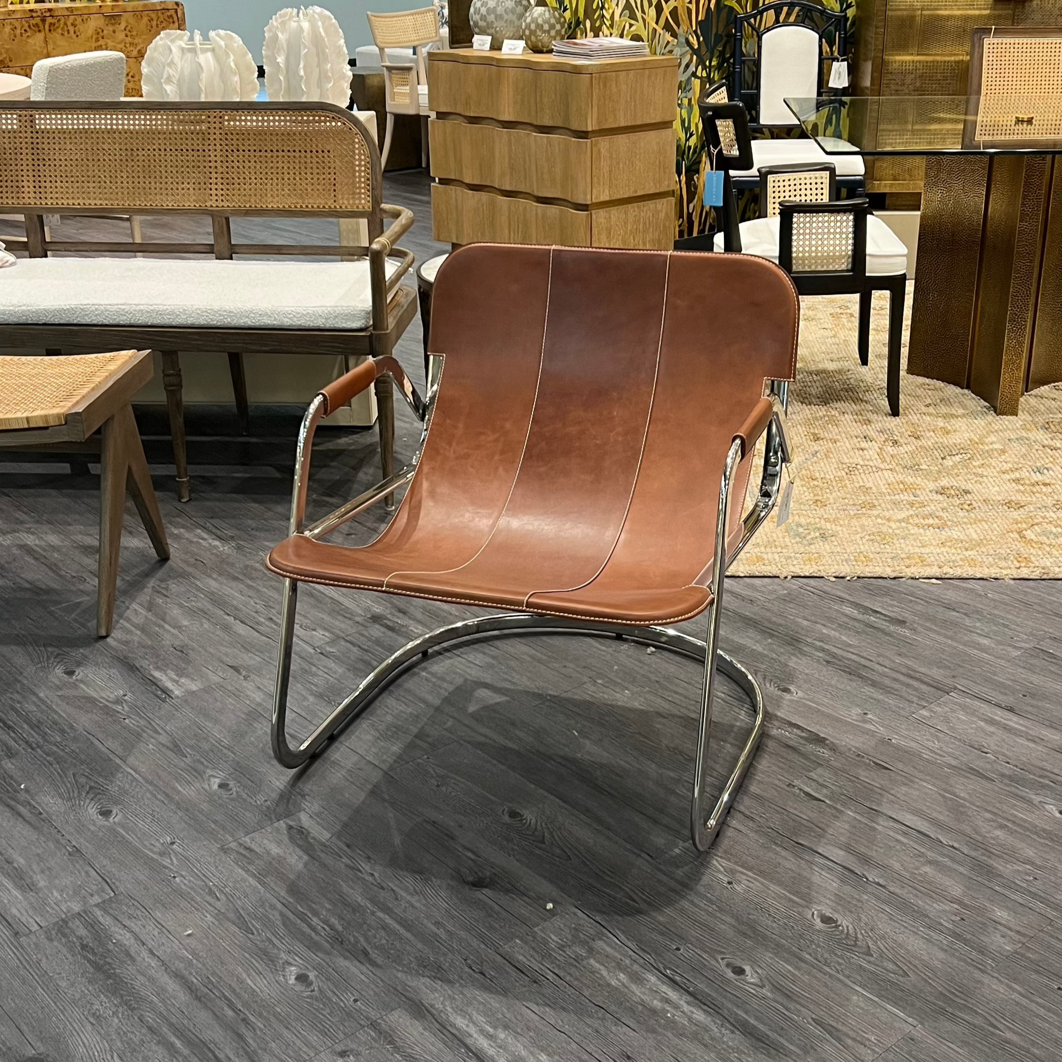 Frank Genuine Brown Leather Lounge Chair - Comfortable & Stylish for Living Room, Office, or Reading Nook