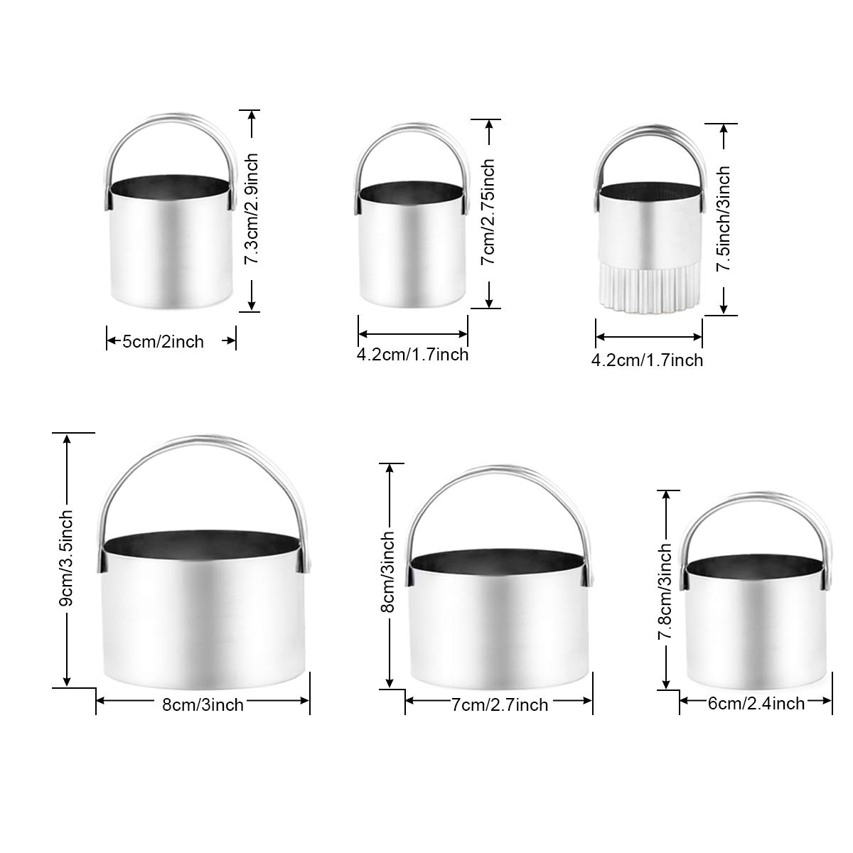 Professional Stainless Steel Biscuit Cutter Set - 5 Round Cutters + Dough Blender & Pastry Scraper | 3-in-1 Heavy Duty Baking Tools for Cookies, Pastries & Pies | Perfect for Home Kitchen & Commercial Bakeries