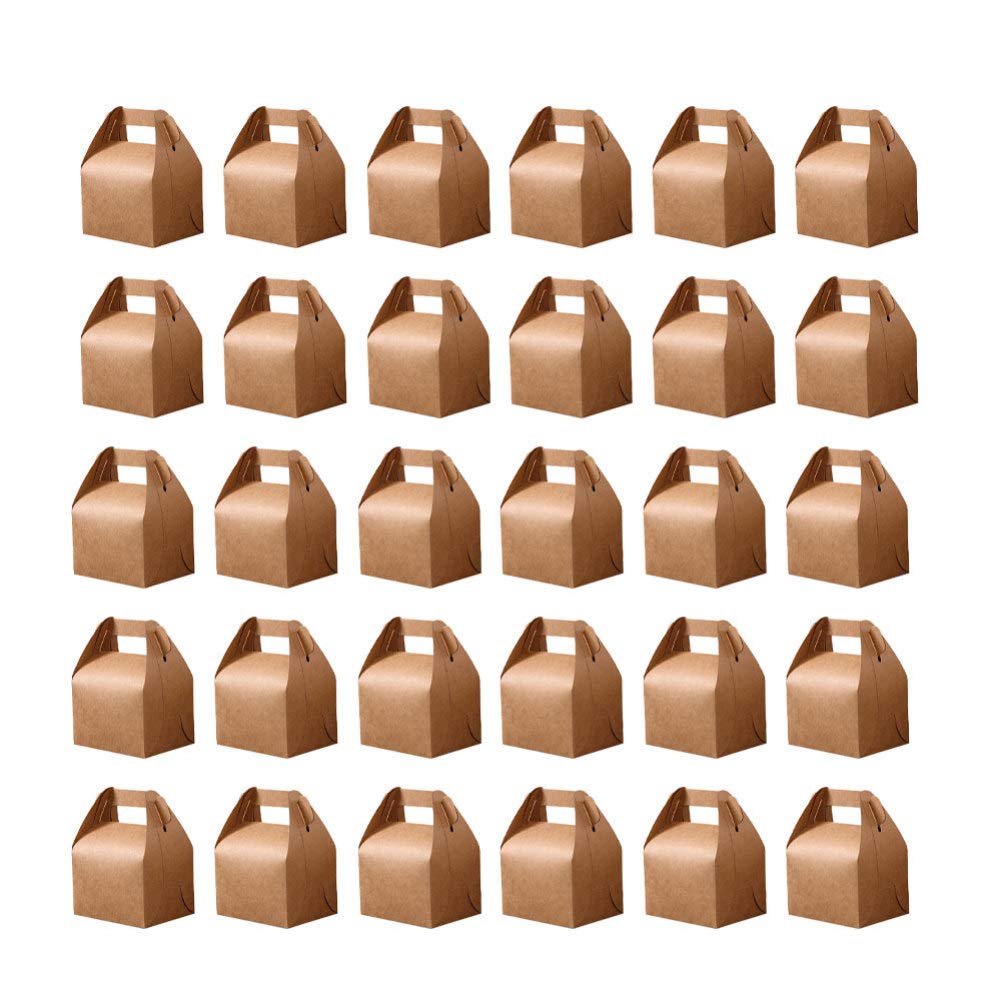 Healifty 30 Pack Small Brown Foldable Paper Treat Bags for Candy, Soap, Wedding Favors - Eco-Friendly Goodie Bags for Bridesmaid Gifts, Party Favors & Holiday Treats