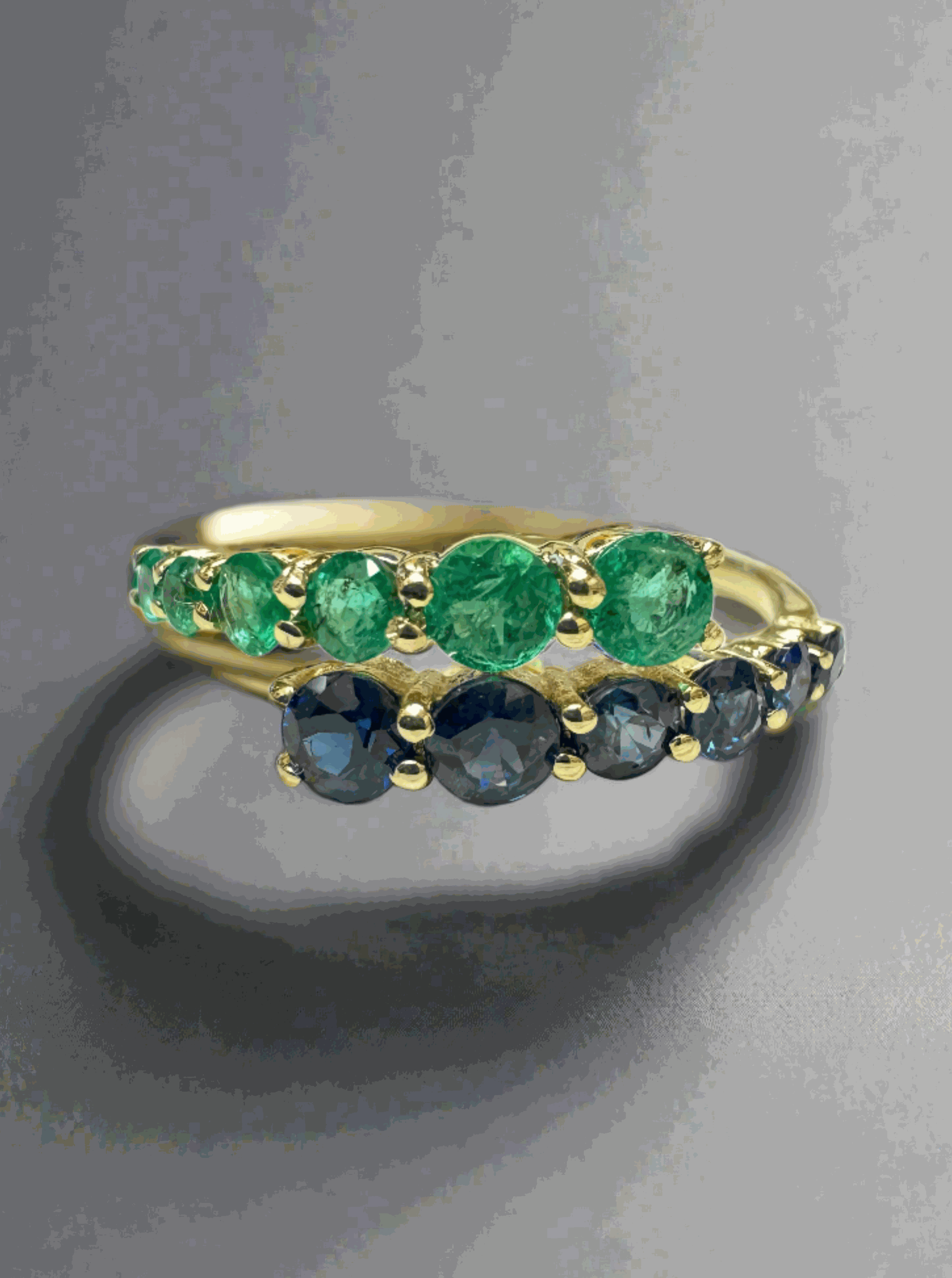 0.95tcw Emerald & Sapphire Ring 14K Gold - Elegant Vintage Style Jewelry for Women - Perfect for Weddings, Anniversaries & Special Occasions