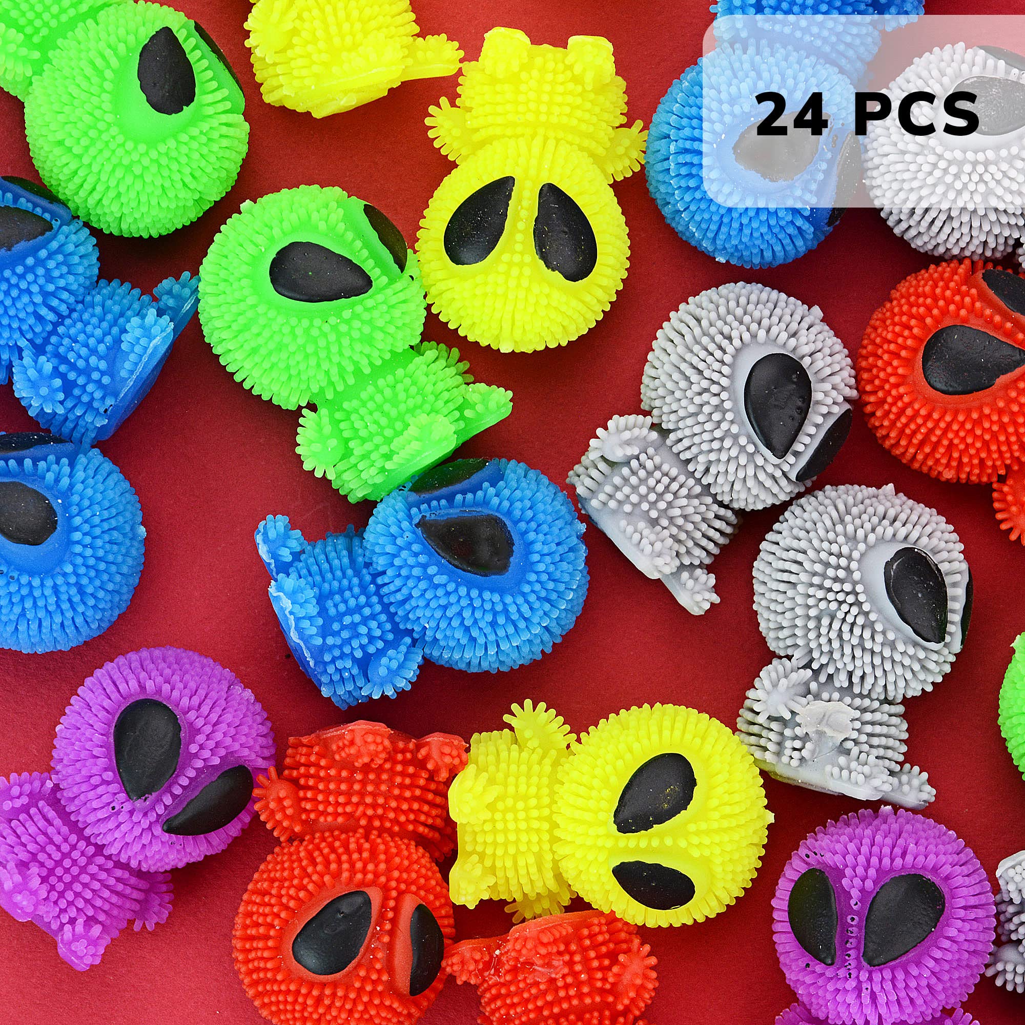 Alien Squishy Toys for Kids - 24 Pack Mini Puffer Balls for Party Favors & Easter Gifts
