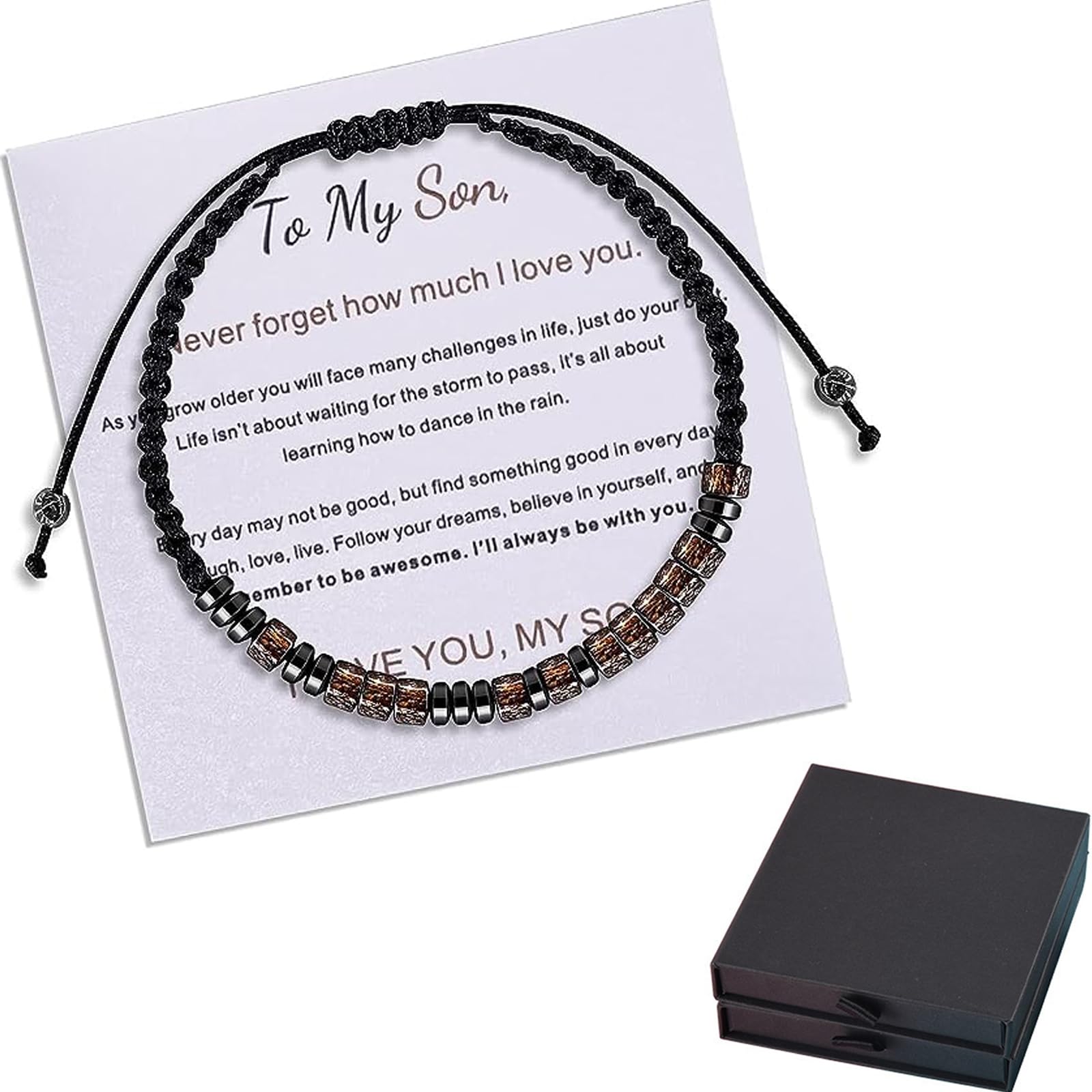 Handmade Braided Rope Bracelet Gift for Son from Mom - Perfect for Birthdays & Special Occasions