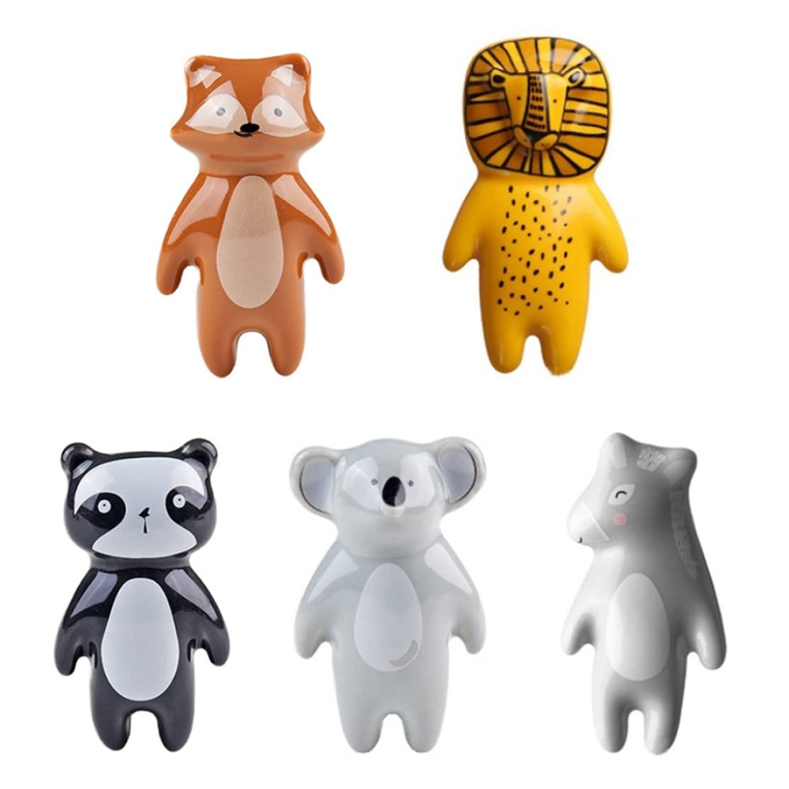 Adorable Animal Shaped Ceramic Cabinet Knobs for Kids - 5 Pack with Screws - Cute Drawer Pulls for Children's Room, Nursery, and Playroom Furniture