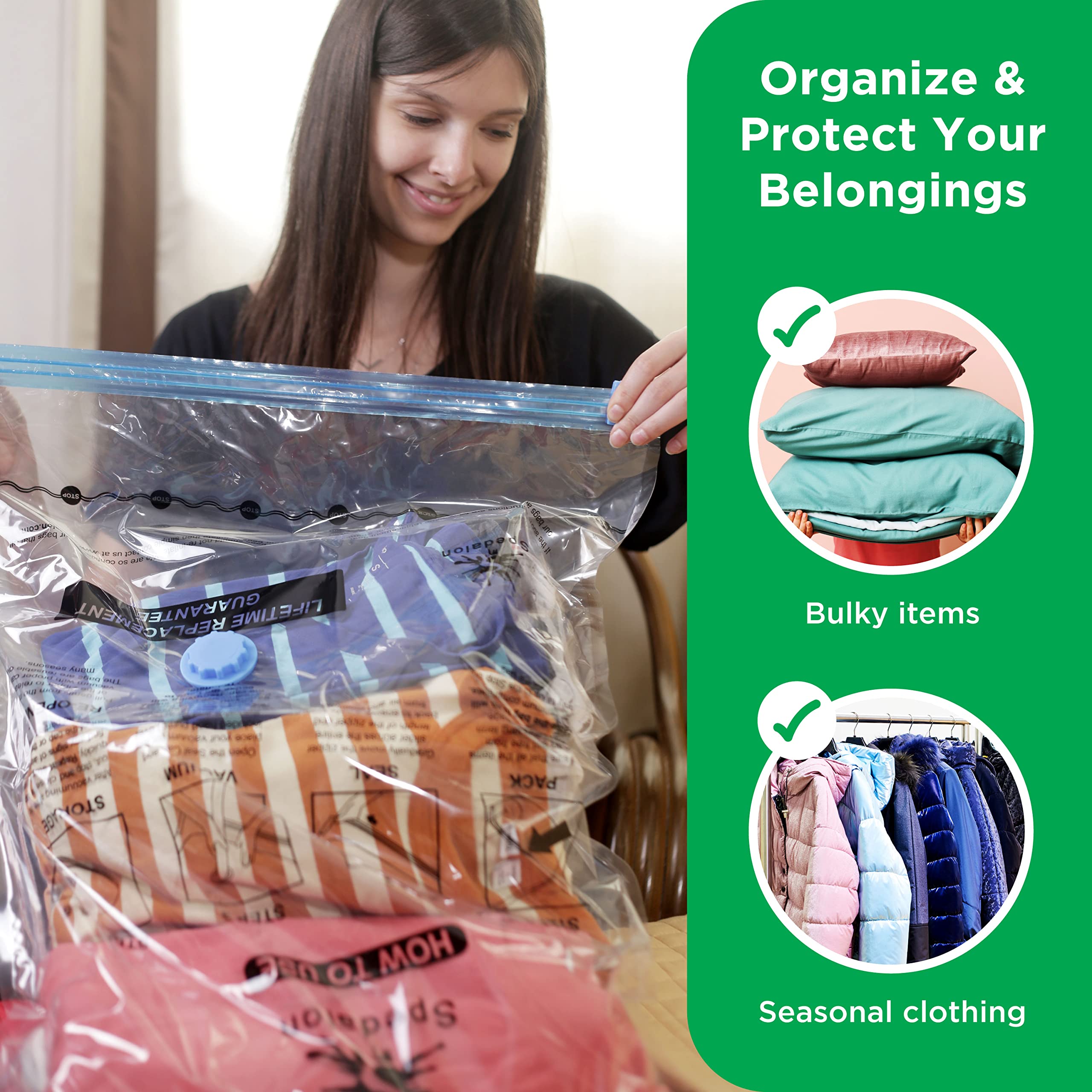 Vacuum Storage Bags 20 Pack (5 Jumbo + 5 Large + 5 Medium + 5 Small) with Hand Pump - Reusable Space Saver for Clothes, Bedding, Blankets, Pillows | Perfect for Travel, Moving, Seasonal Storage & Home Organization