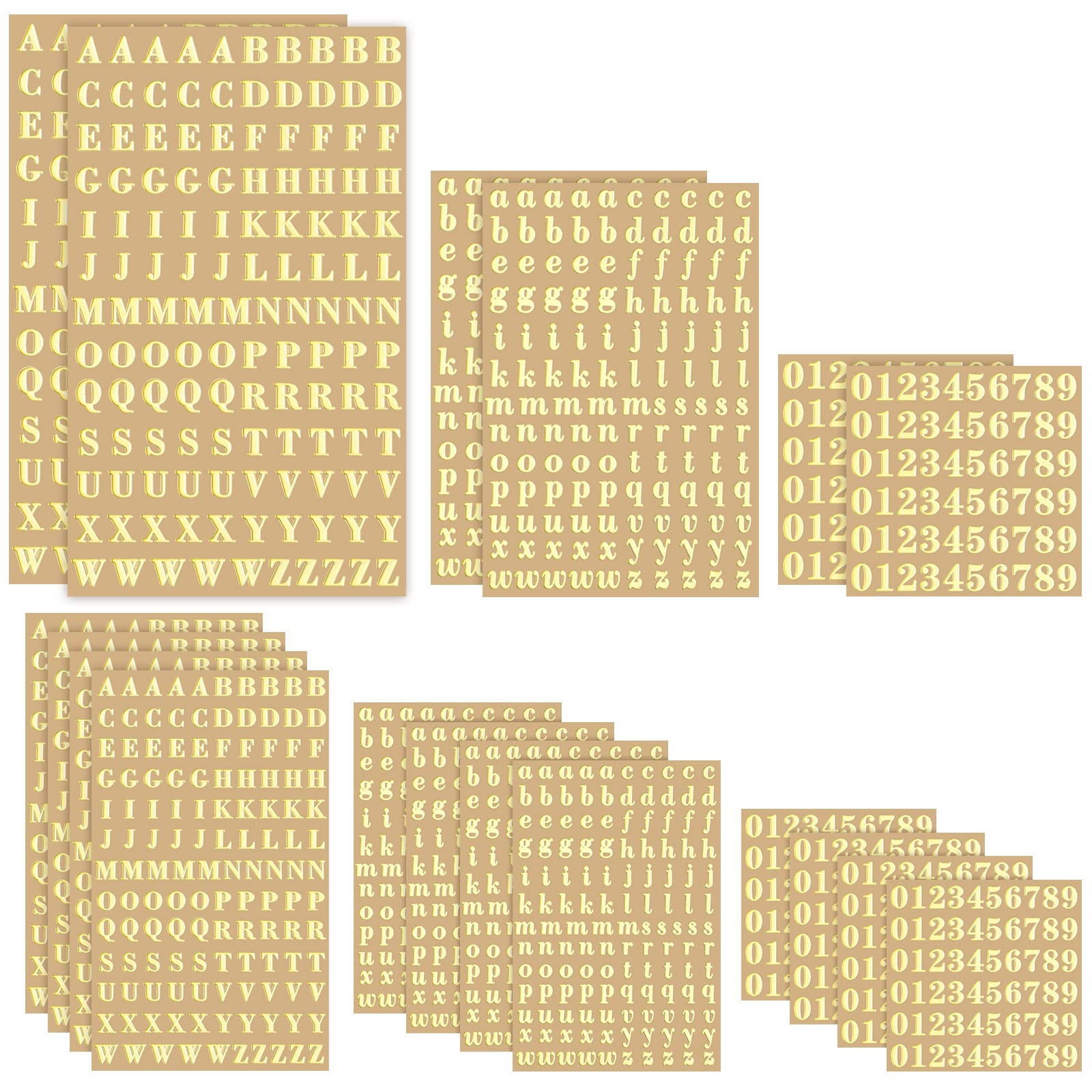 Marspark 18 Sheets Small Letter Stickers - 3mm Gold Alphabet & Number Stickers | Modern Metallic Waterproof Decorative Decals for Scrapbooking, DIY Crafts, Laptop Decoration, Backpack Customization, Furniture Design & Phone Accessories - Perfect for Journals, Planners, Gift Wrapping & Home Decor