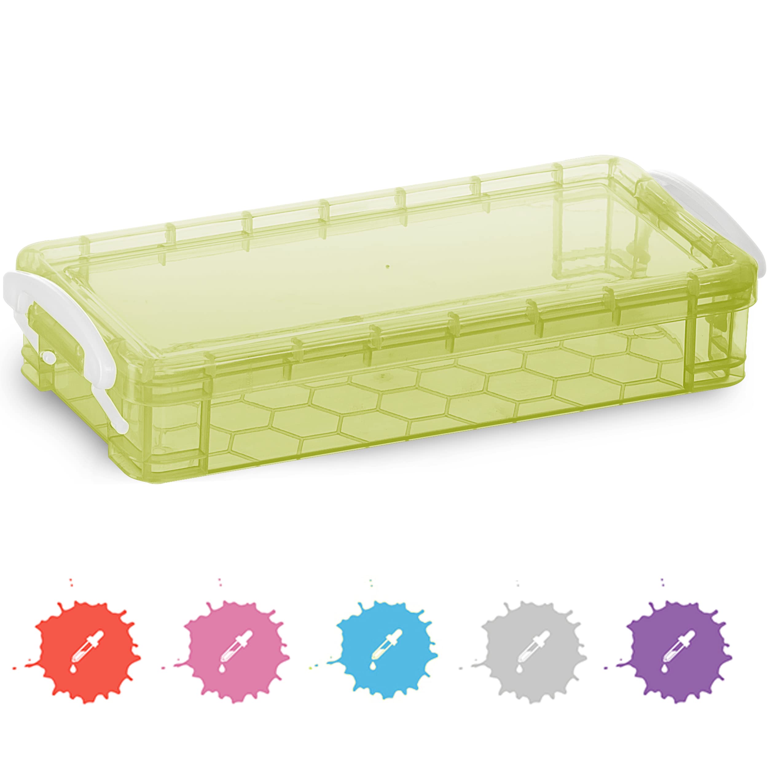 Enday Stackable Plastic Pencil Case - Large Capacity School & Office Supplies Organizer (Green, Blue, Grey, Pink, Red, Purple) - 80 Pack - Perfect for Students, Teachers & Professionals to Store Pens, Markers & Art Supplies