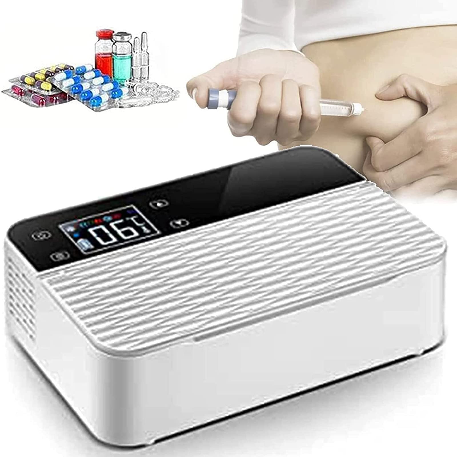 Portable Insulin Cooler - USB Medical Fridge for Insulin & Eye Drops Storage (2-8°C) with Dual Batteries | Car, Travel & Home Use for Diabetics