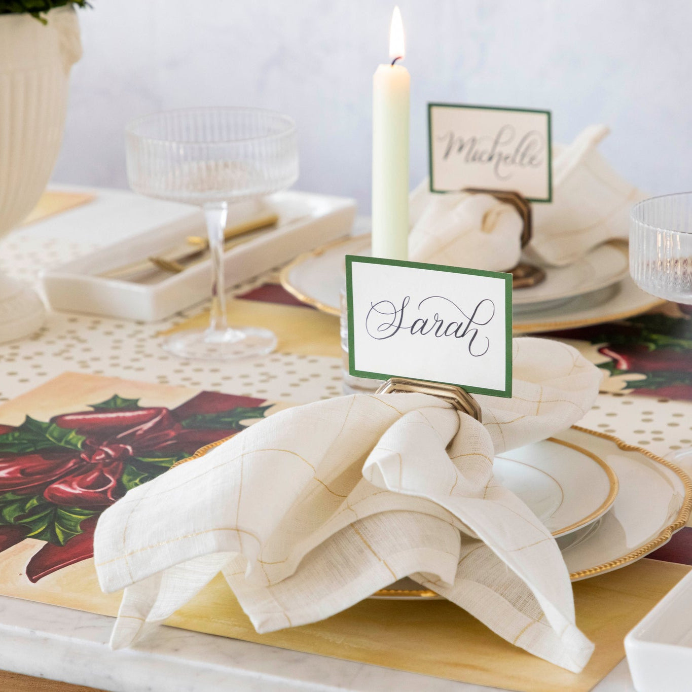 Elegant Dark Green Frame Place Card Holder - Perfect for Weddings, Parties & Events - Premium Table Name Card Display for Formal Dining & Celebrations