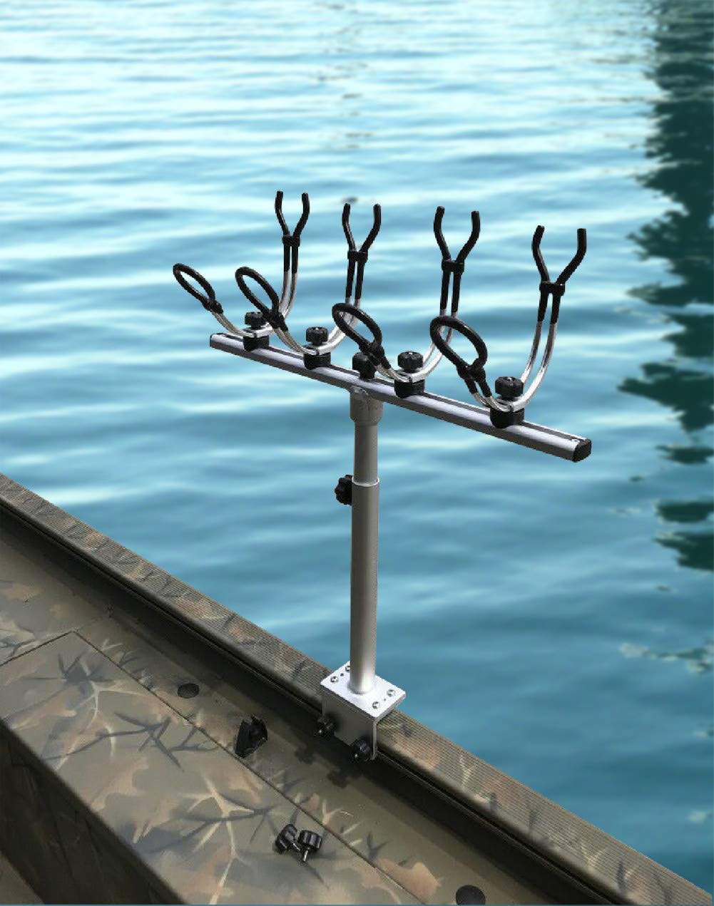 Brocraft Crappie Fishing Rod Holder System - Adjustable Gunnel Track Mount for Boat Fishing | Perfect for Bass, Walleye & Panfish Anglers | Marine-Grade Durability for Saltwater & Freshwater Use