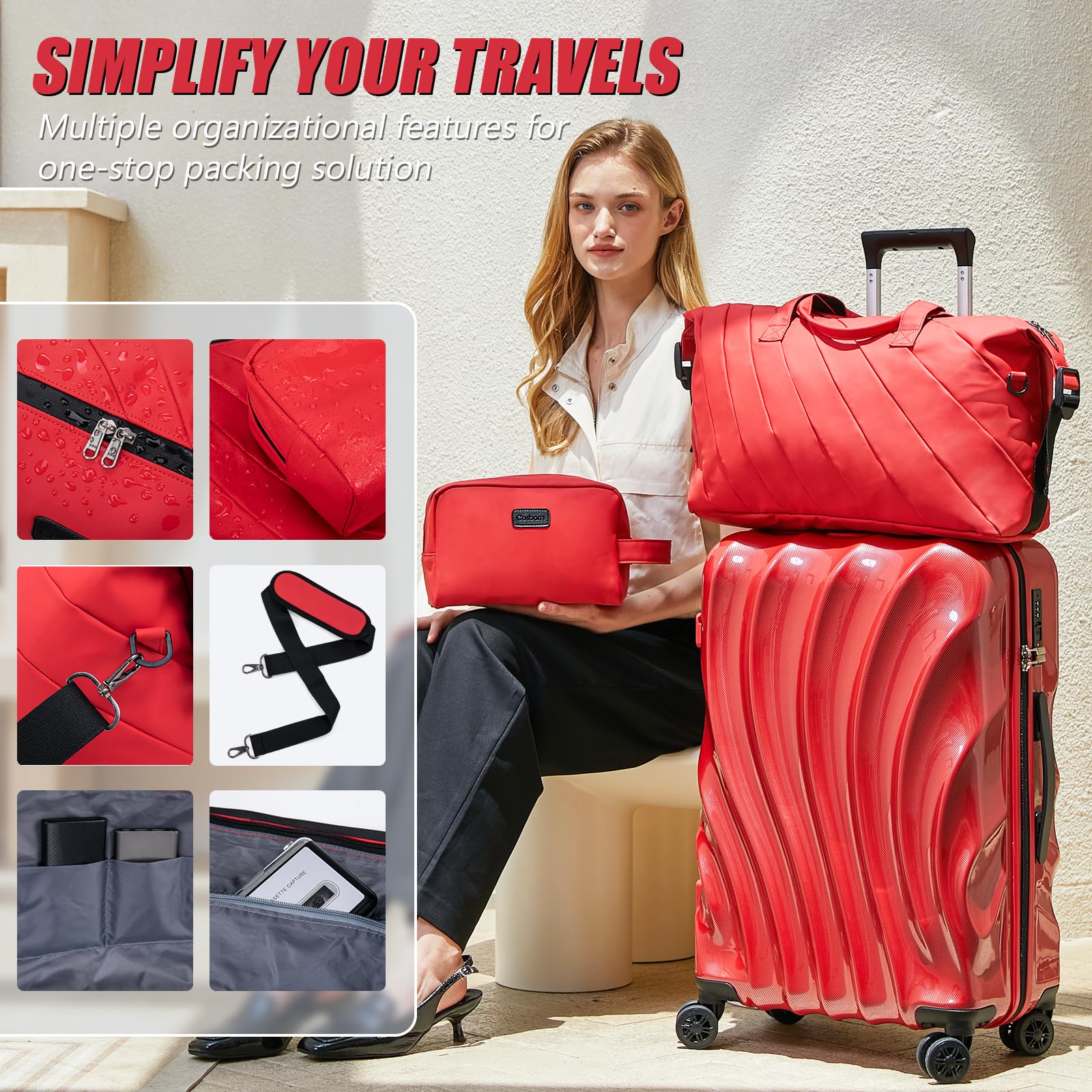 2-Piece ABS+PC Hardshell Carry On Luggage Set with Spinner Wheels & TSA Lock (20/24 Inch) - Lightweight Suitcase with Phone Holder for Business Travel & Vacation
