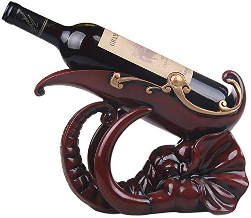 Stylish Red Elephant Resin Wine Rack - Compact Wine Storage Holder for Kitchen, Countertop, Cabinet, Cellar - Perfect for Home, Restaurant & Bar Decor