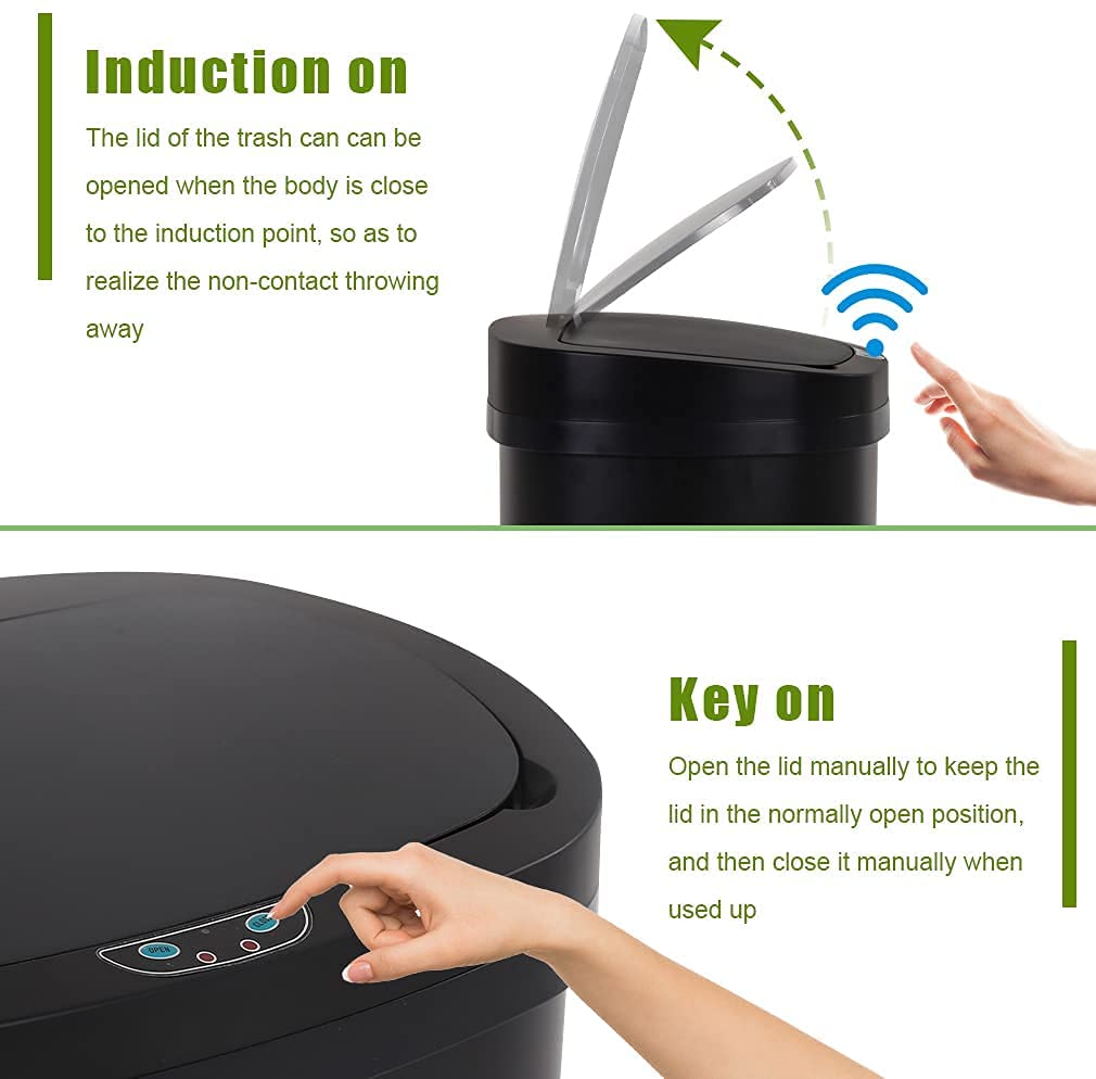 13.2 Gallon Automatic Touch Sensor Trash Can with Odor Control - Stainless Steel Silent Garbage Bin with Lid for Kitchen, Home, Office & Bedroom - 50L Capacity (Black) | Perfect for Modern Spaces & Odor-Free Waste Disposal