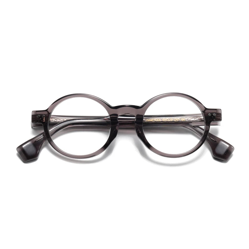 Stylish Black Unisex Acetate Round Eyeglasses Frame 51474 | Full Rim Glasses for Men & Women | Perfect for Reading, Work & Fashion Accessories