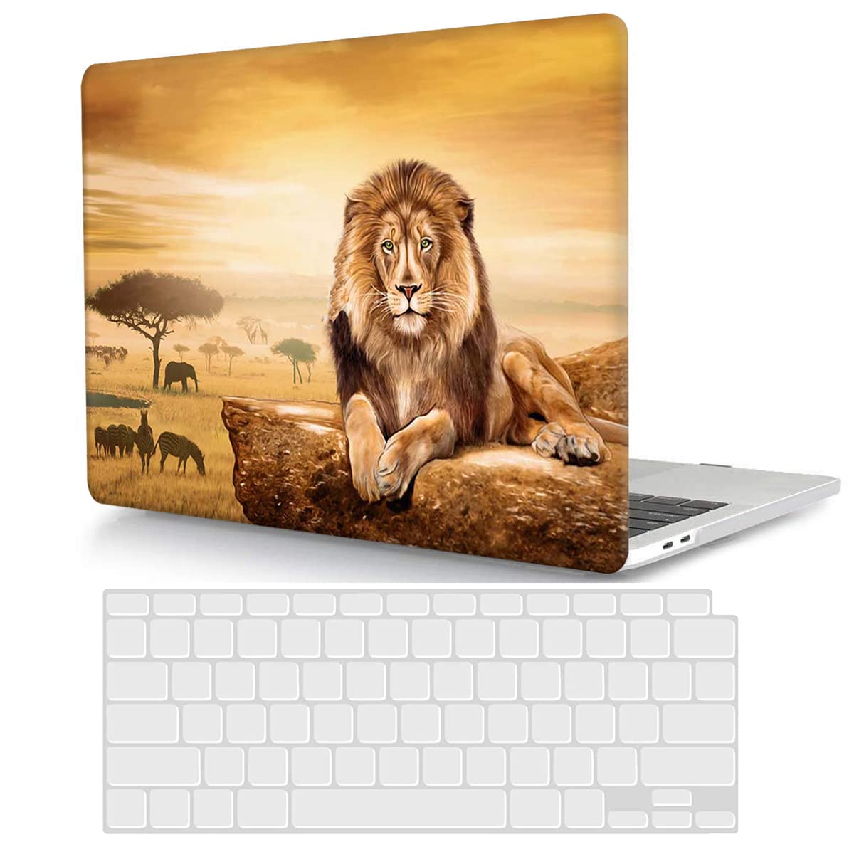 Durable Hard Shell Case for MacBook Pro 16 Inch (A2141, 2019-2020 Models) - Protective Cover with Keyboard Protector for Touch Bar & Touch ID - Lion Design - Perfect for Travel, Office & School Use