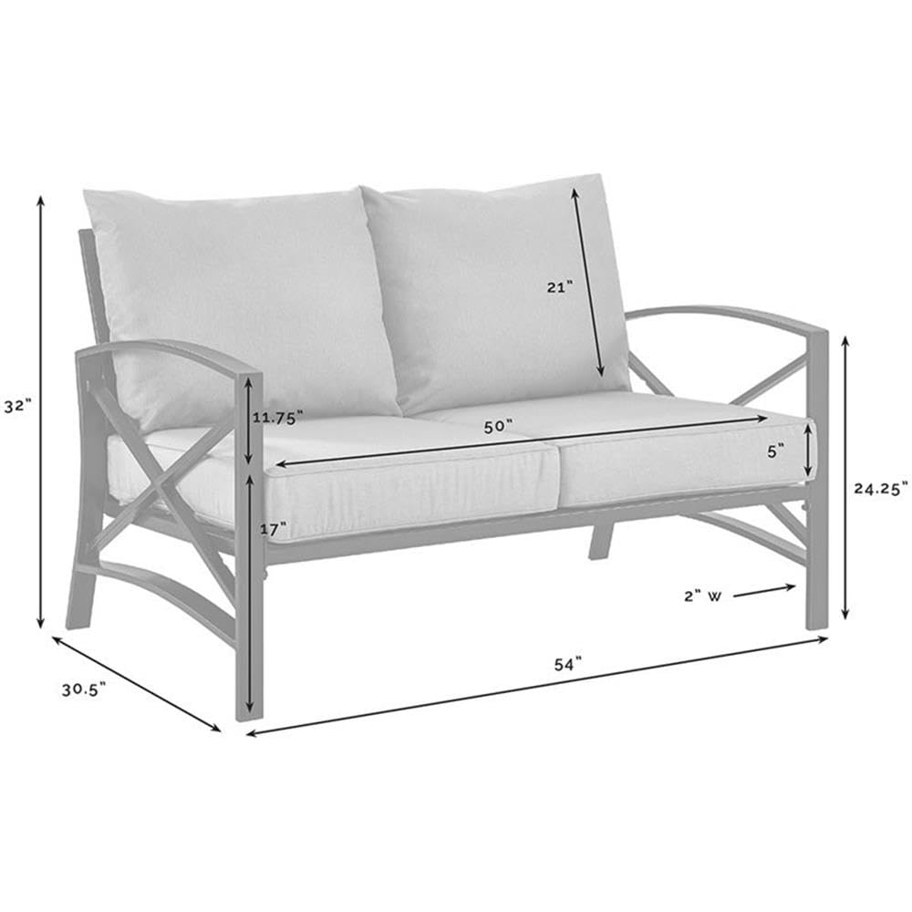 Gray and White Traditional Patio Loveseat - Outdoor Garden Furniture for Relaxing in Backyard, Porch or Balcony