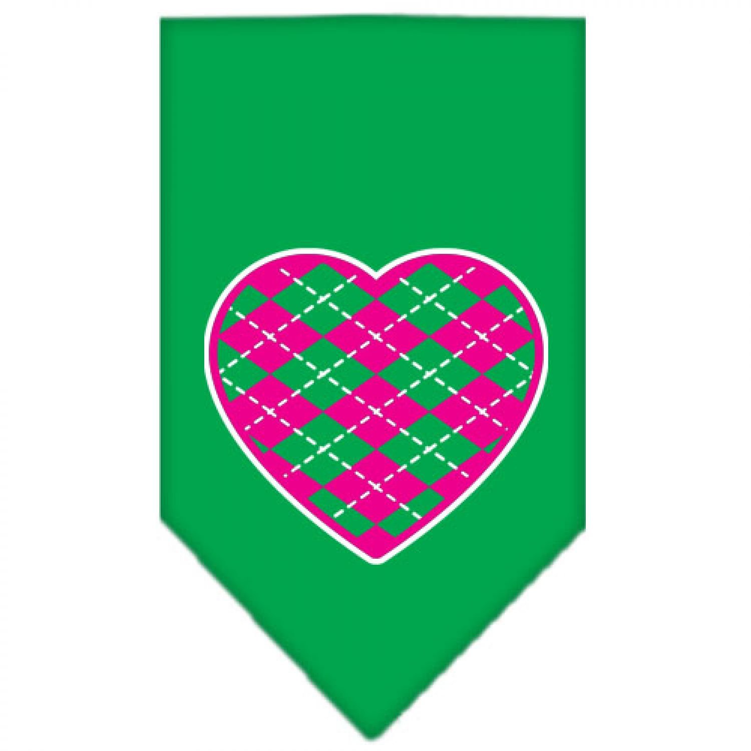 Pink Argyle Heart Dog Bandana - Screen Printed Pet Bandana for Small Dogs, Emerald Green - Perfect for Pet Photos, Gifts & Special Occasions