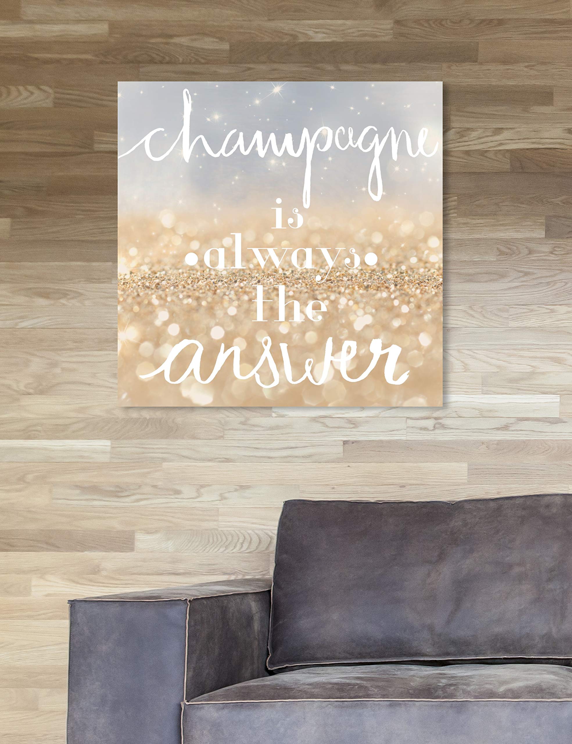 Oliver Gal Artist Co. 'Champagne is Always The Answer' 20x20 Inch Wall Art Canvas Print - Elegant Drinks & Spirits Home Decor for Dining Room, Bar, or Kitchen