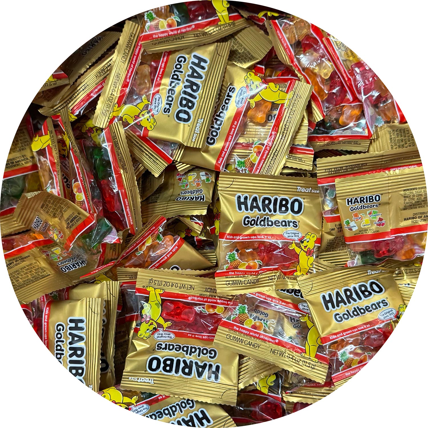 Haribo Goldbears Gummy Candy Fun Size Bags - 500 Count Bulk Pack (50 x 10 Bags) | Assorted Fruit Flavors | Perfect for Halloween, Party Favors, Office Snacks & Road Trips
