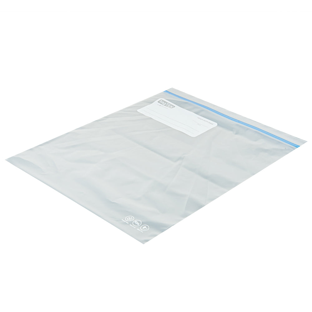 Bag Tek 2 Gallon Clear Plastic Freezer Bags with Double Zipper - BPA Free, Write-On Labels (15x13 Inches) - 25 Count Box - Perfect for Food Storage, Meal Prep & Freezing